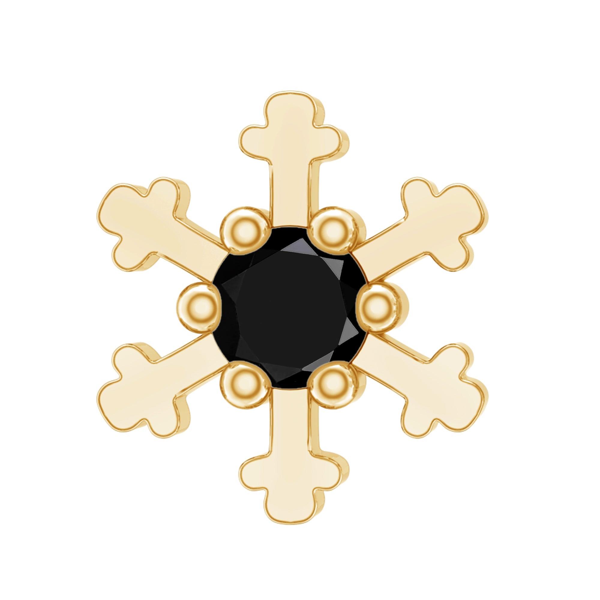Unique Black Diamond Gold Snowflake Nose Pin