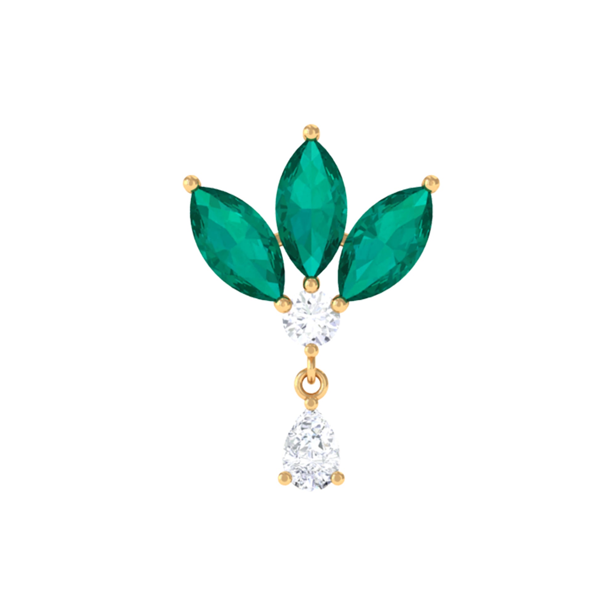Marquise Created Emerald and Moissanite Flower Drop Earring