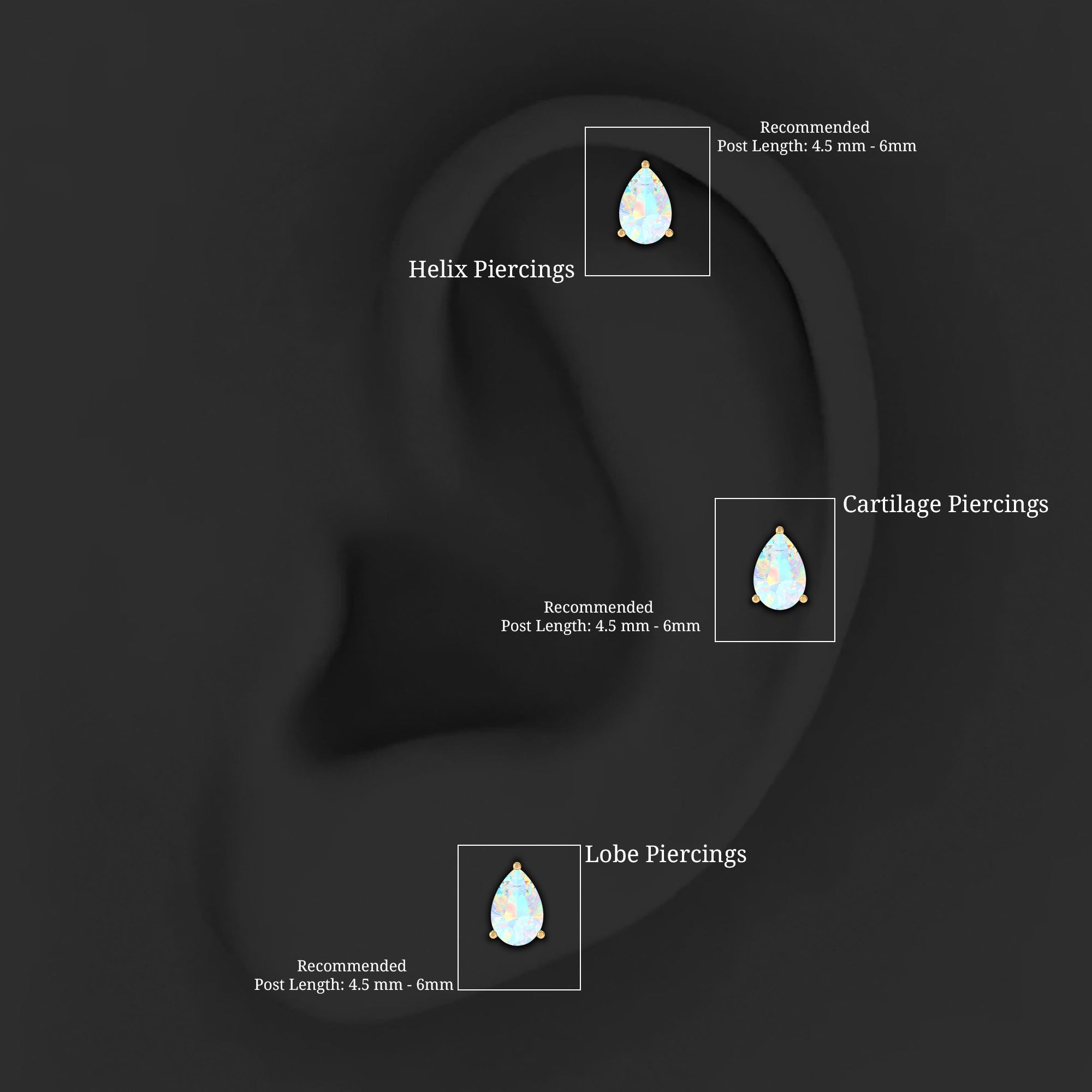 Dainty Ethiopian Opal Teardrop Earring for Helix Piercing