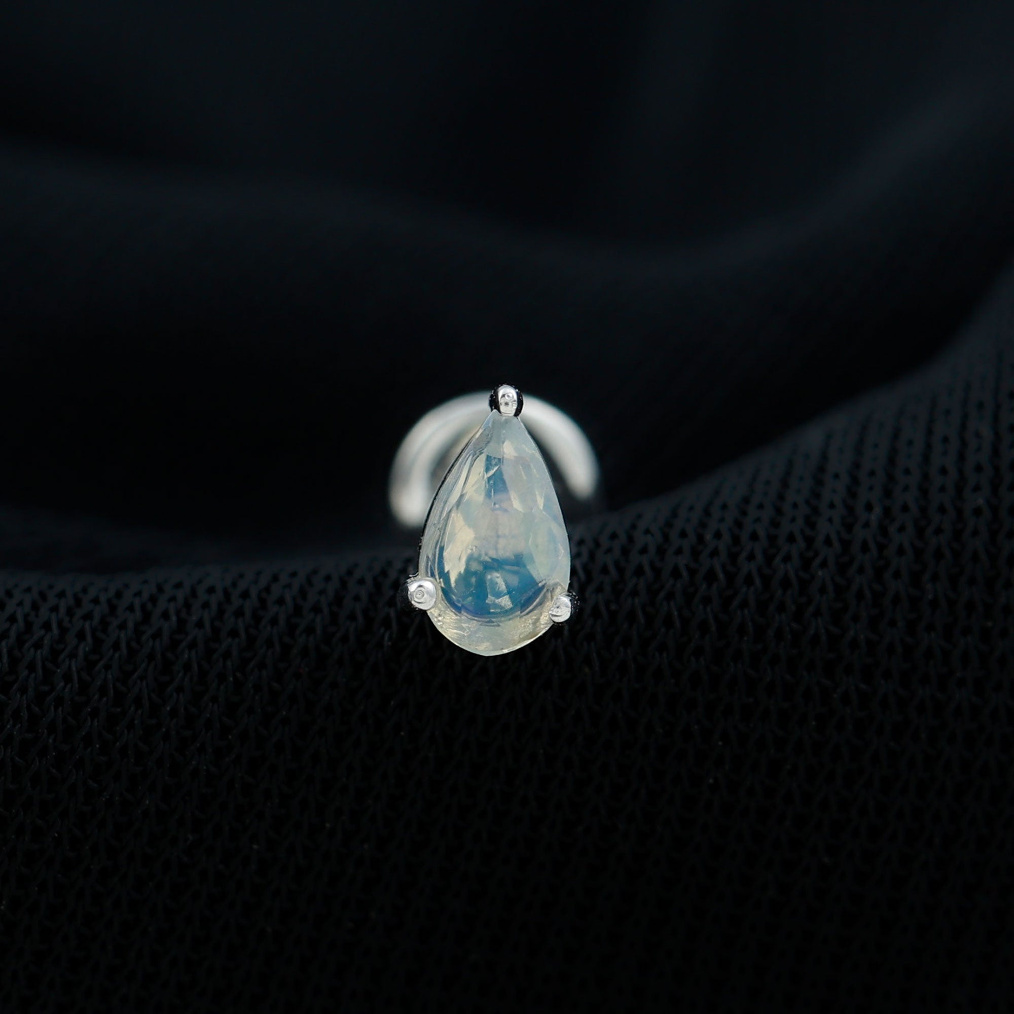 Dainty Ethiopian Opal Teardrop Earring for Helix Piercing