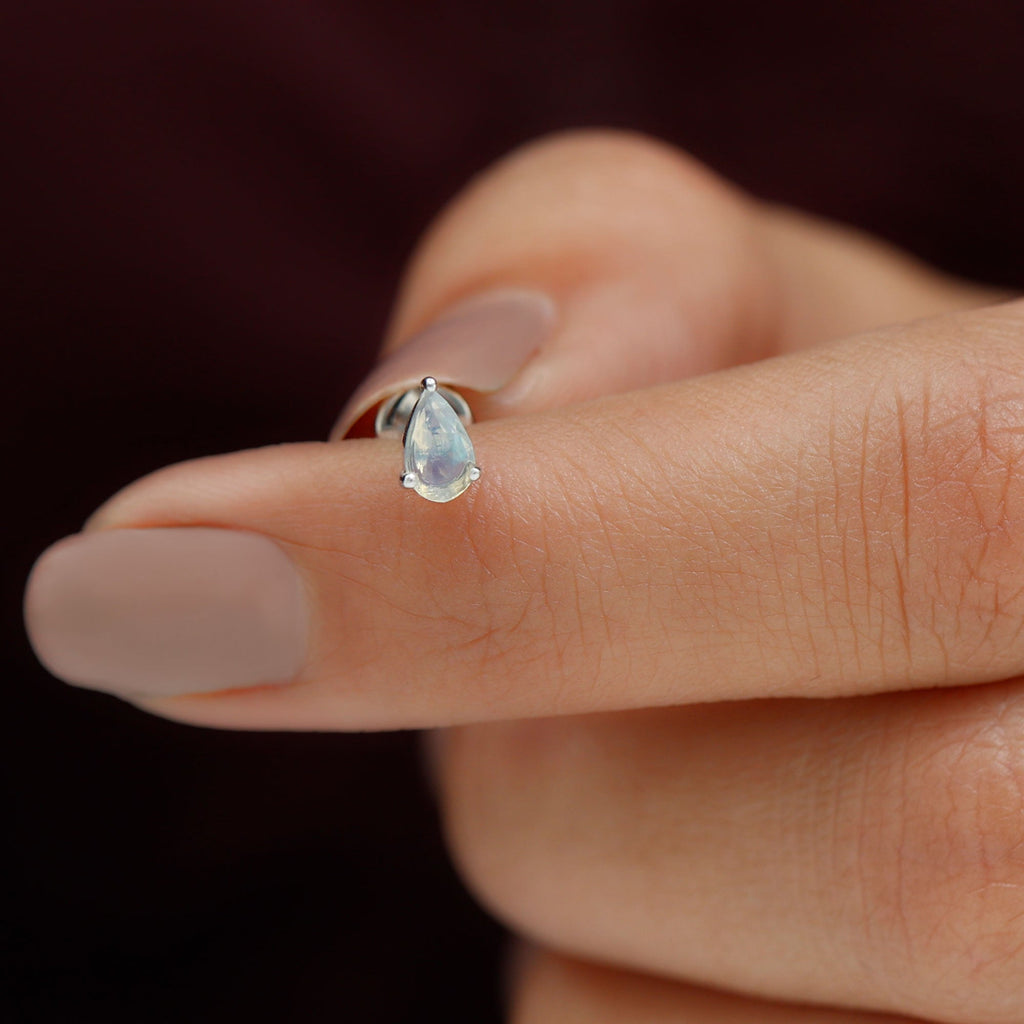 Dainty Ethiopian Opal Teardrop Earring for Helix Piercing