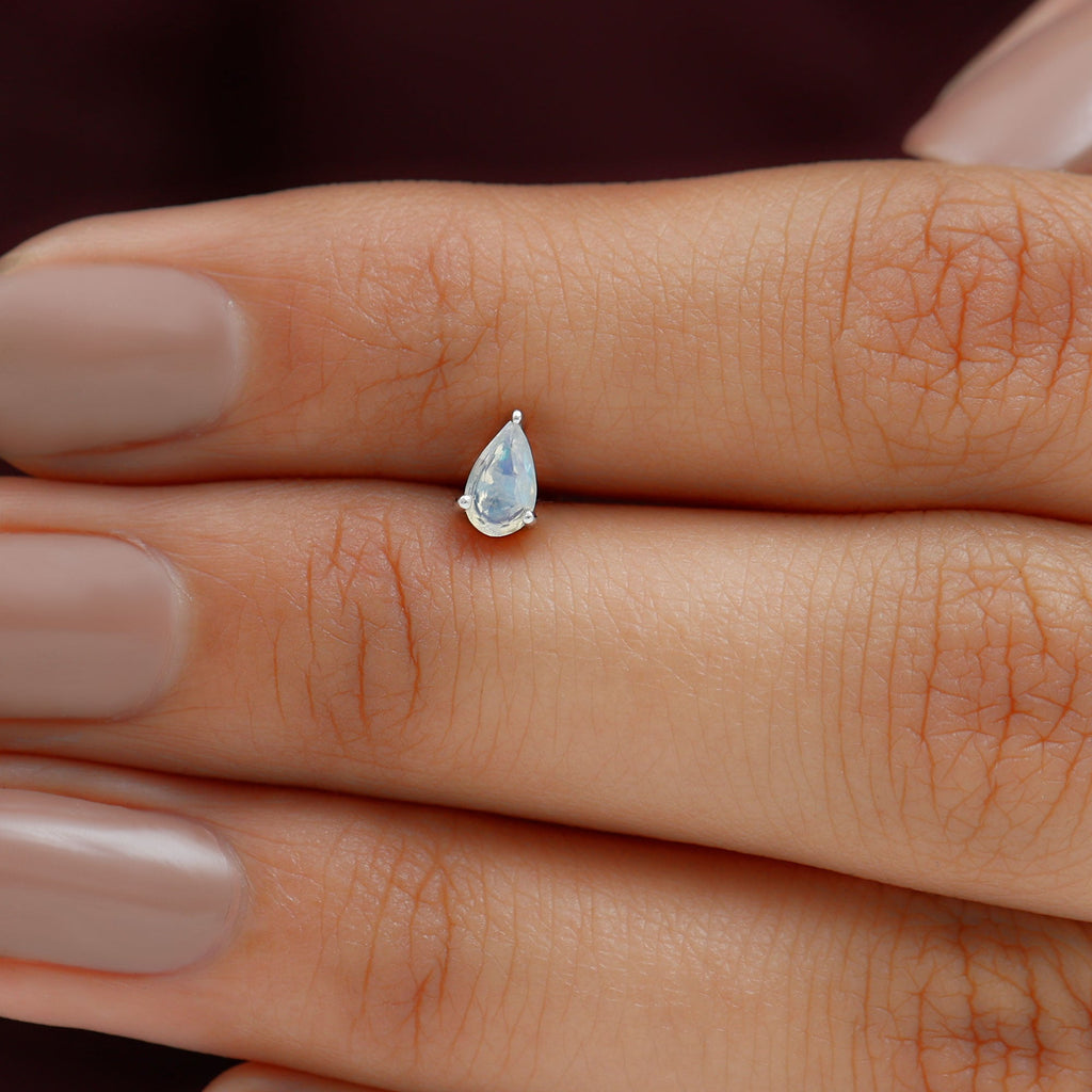 Dainty Ethiopian Opal Teardrop Earring for Helix Piercing