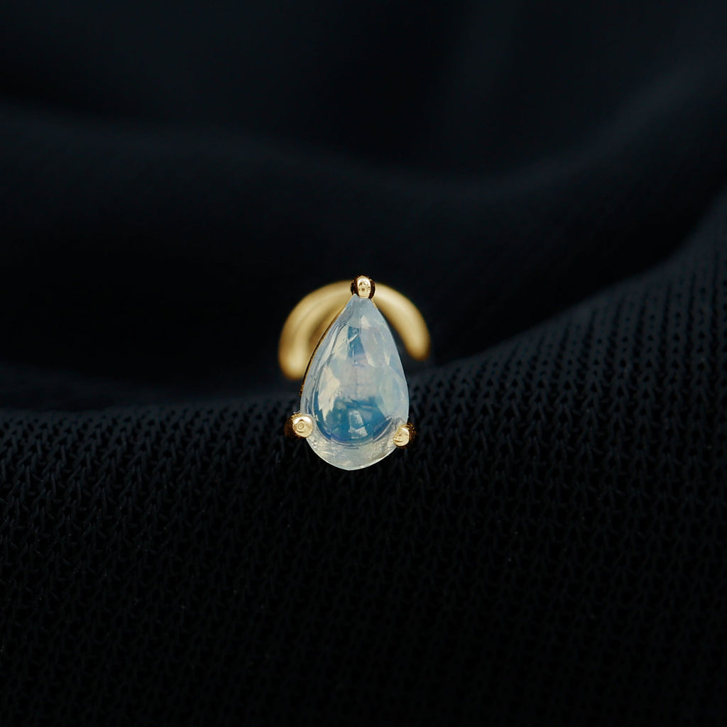 Dainty Ethiopian Opal Teardrop Earring for Helix Piercing