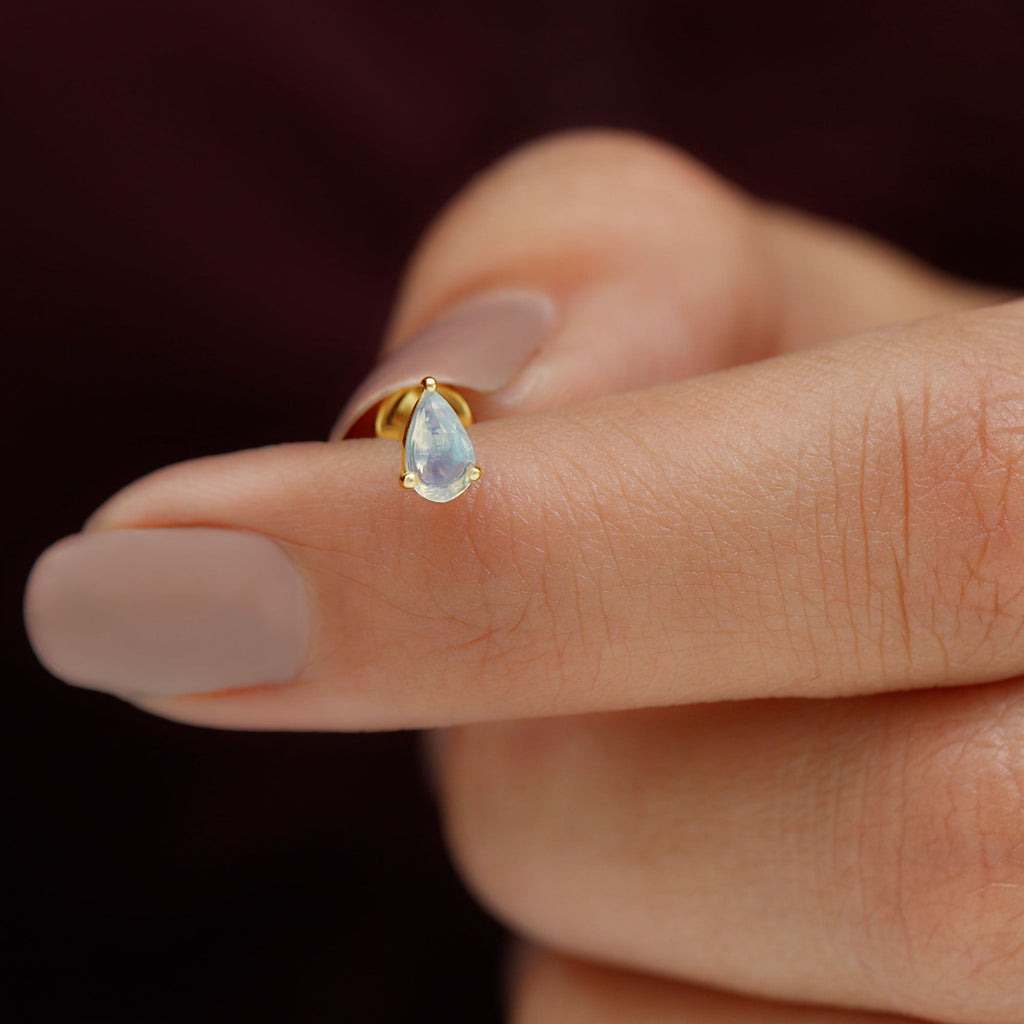 Dainty Ethiopian Opal Teardrop Earring for Helix Piercing