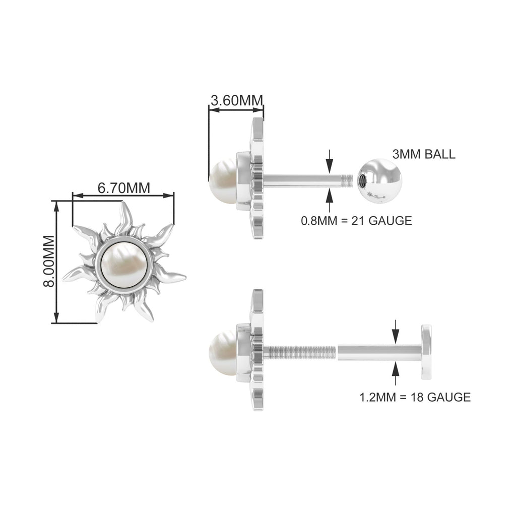 Freshwater Pearl Solitaire Sunburst Earring