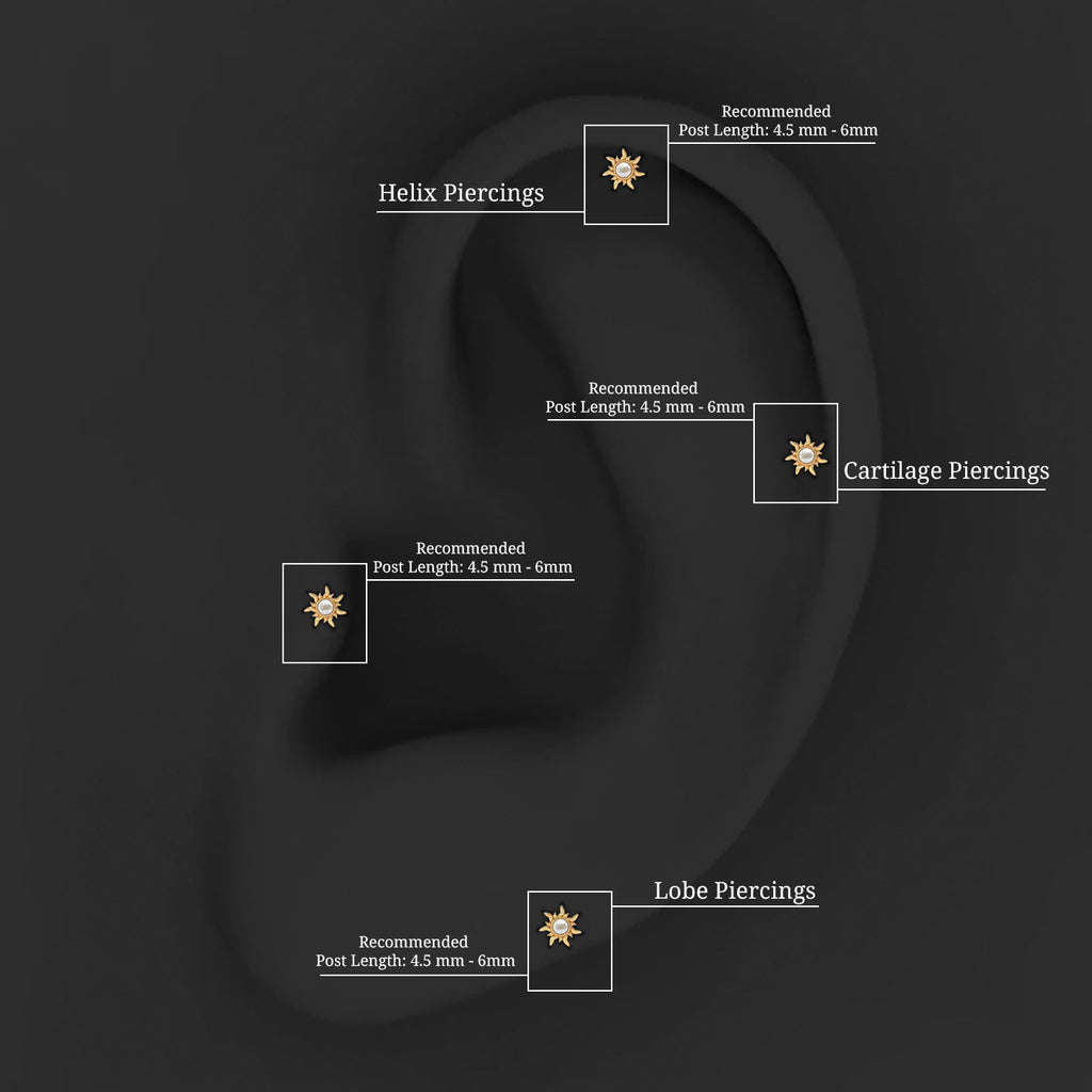 Freshwater Pearl Solitaire Sunburst Earring