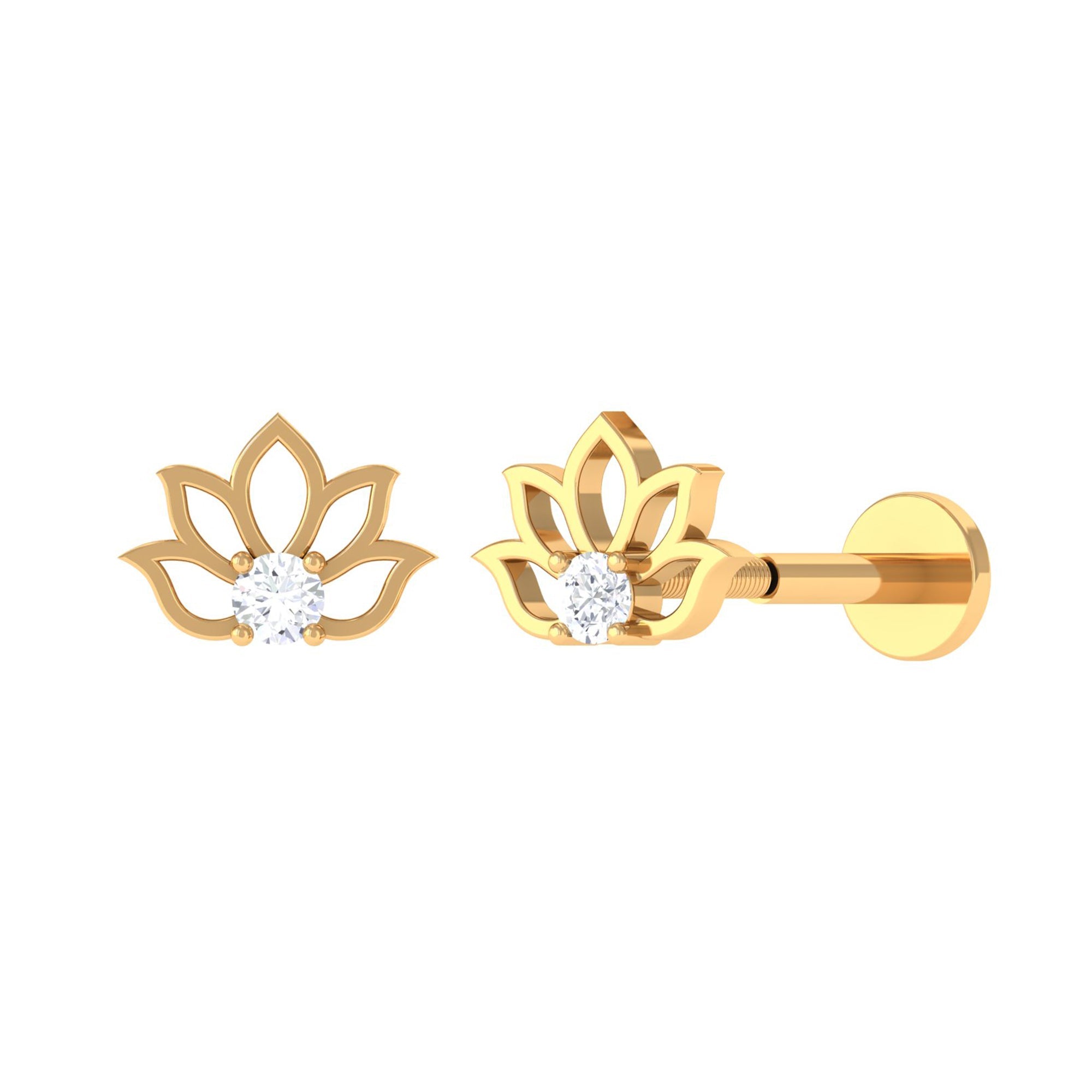 Nature Inspired Diamond Lotus Earring
