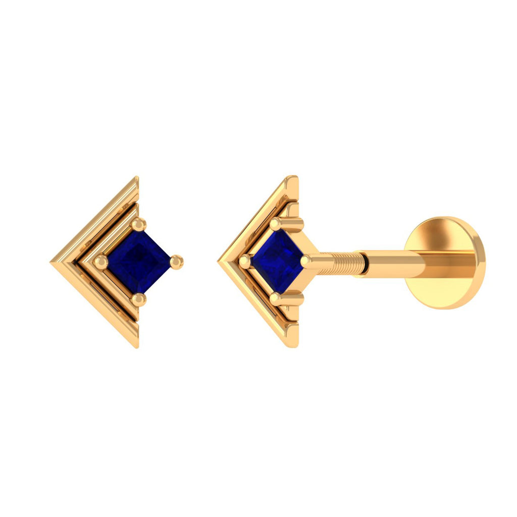 Real Blue Sapphire Solitaire Tragus Earring