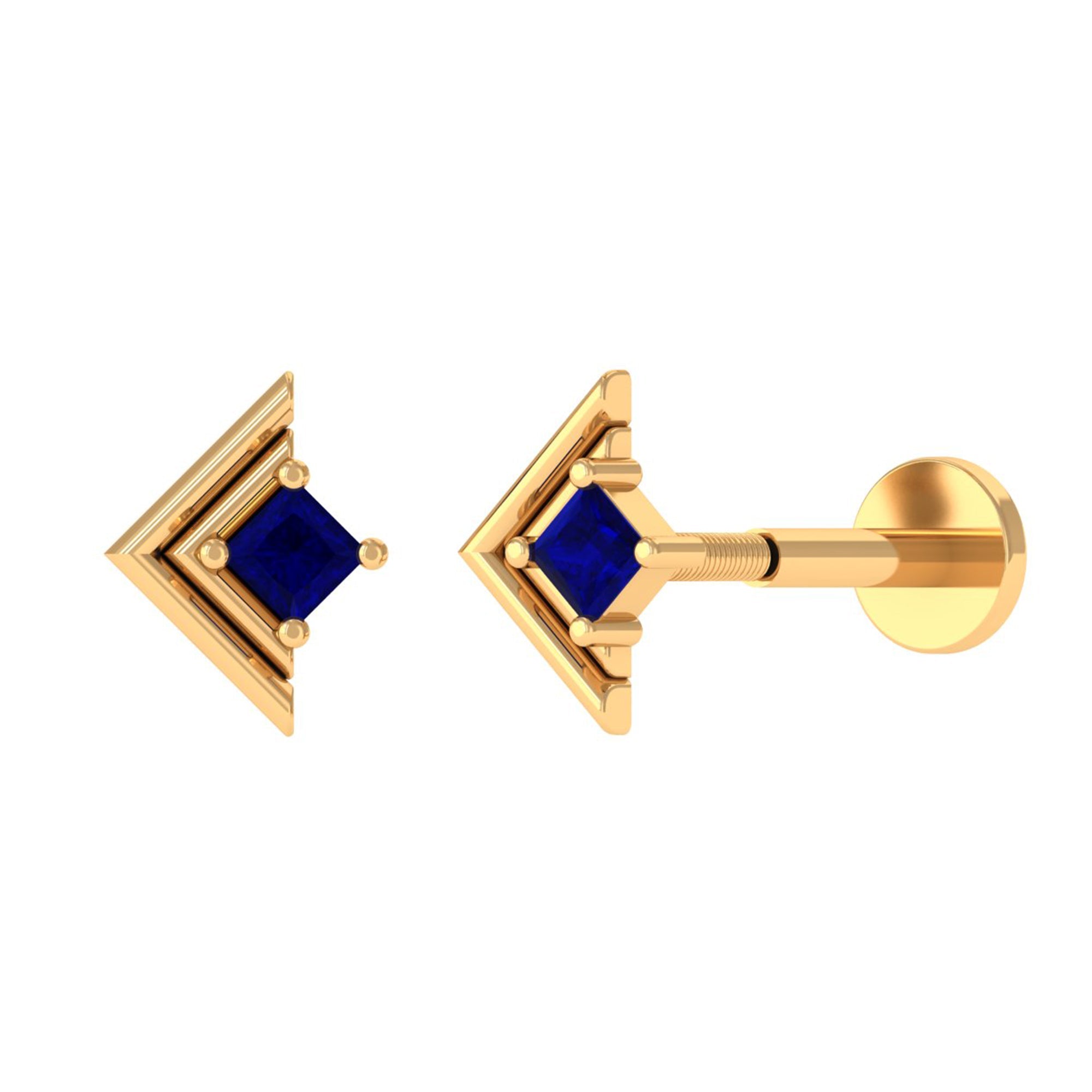 Real Blue Sapphire Solitaire Tragus Earring