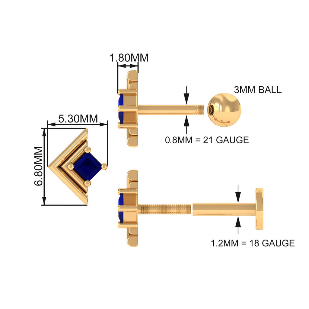 Real Blue Sapphire Solitaire Tragus Earring