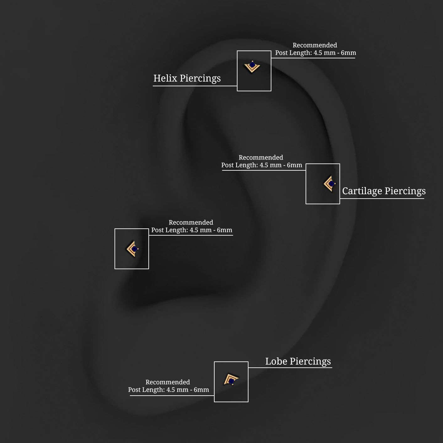 Real Blue Sapphire Solitaire Tragus Earring