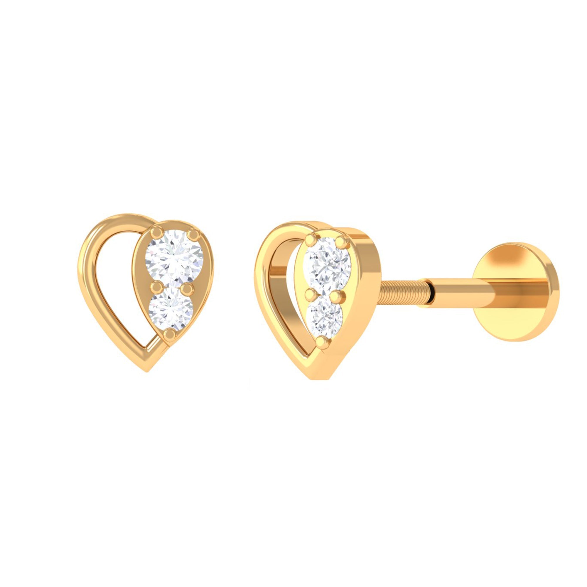 Diamond Heart Earring for Conch Piercing
