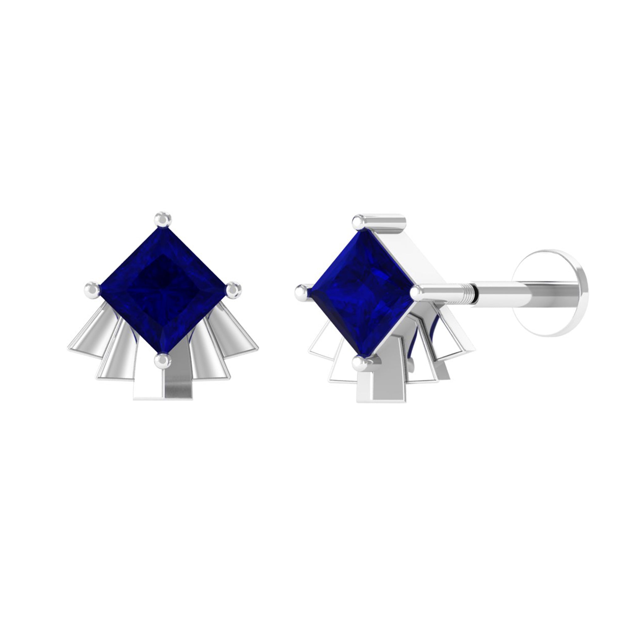Real Blue Sapphire Solitaire Cartilage Earring
