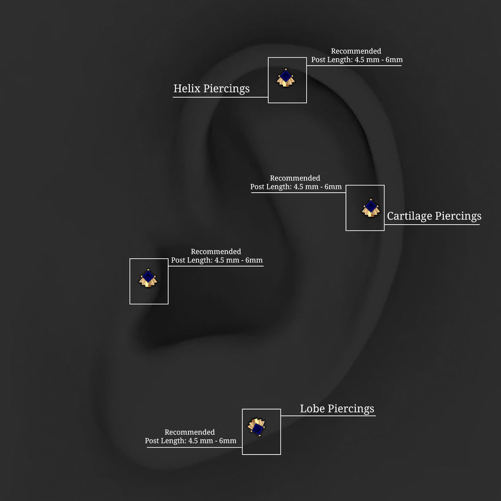 Real Blue Sapphire Solitaire Cartilage Earring