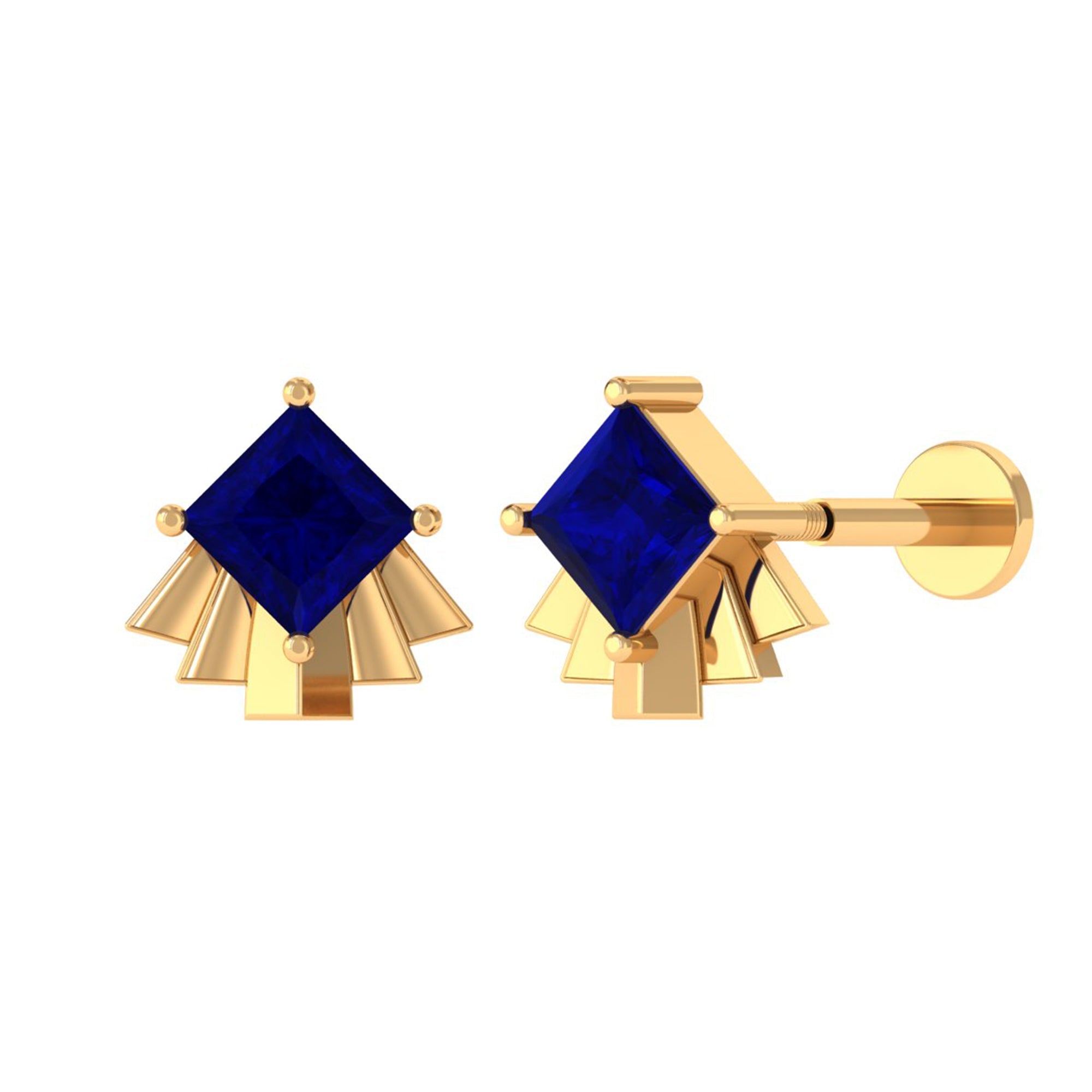 Real Blue Sapphire Solitaire Cartilage Earring