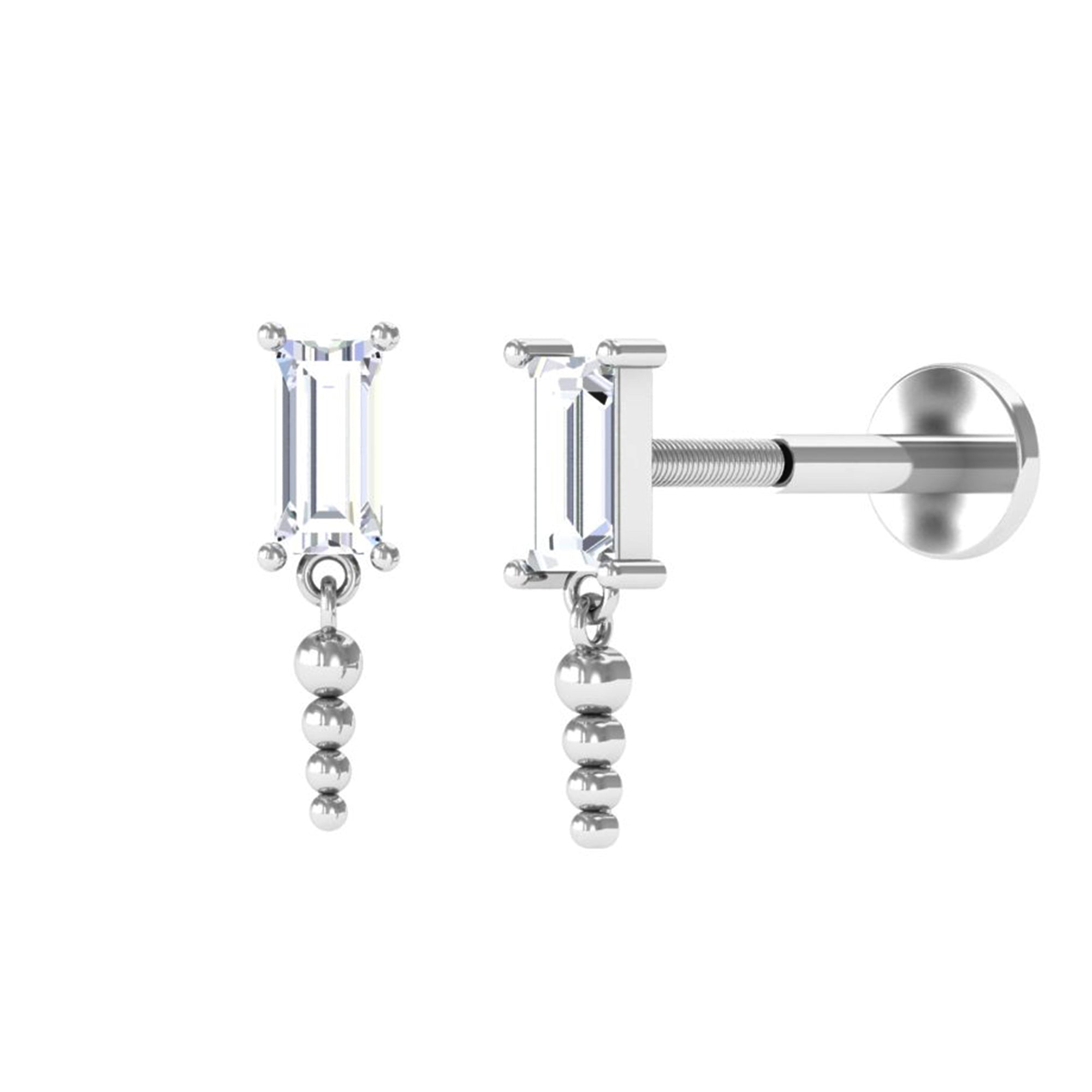 Baguette Diamond Cartilage Drop Earring