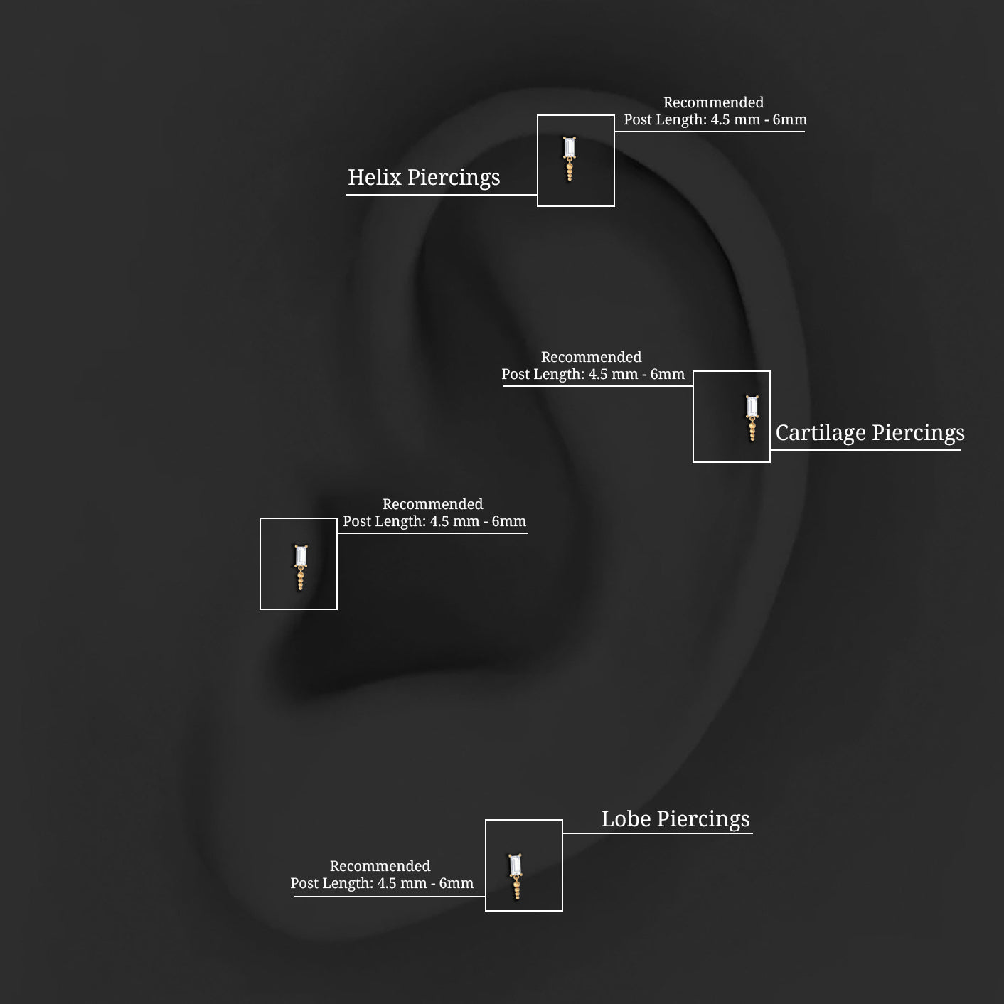 Baguette Diamond Cartilage Drop Earring