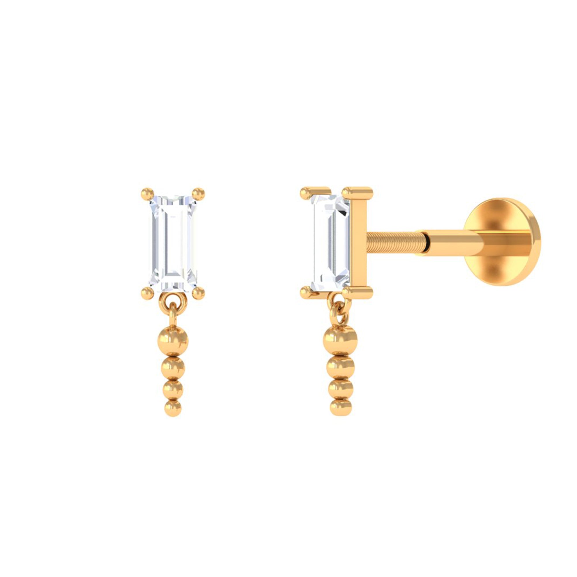 Baguette Diamond Cartilage Drop Earring