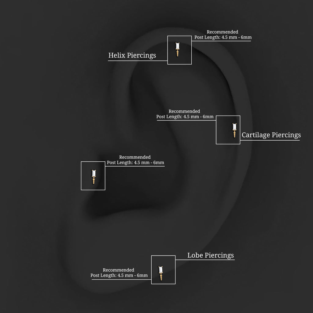 Baguette Diamond Cartilage Drop Earring