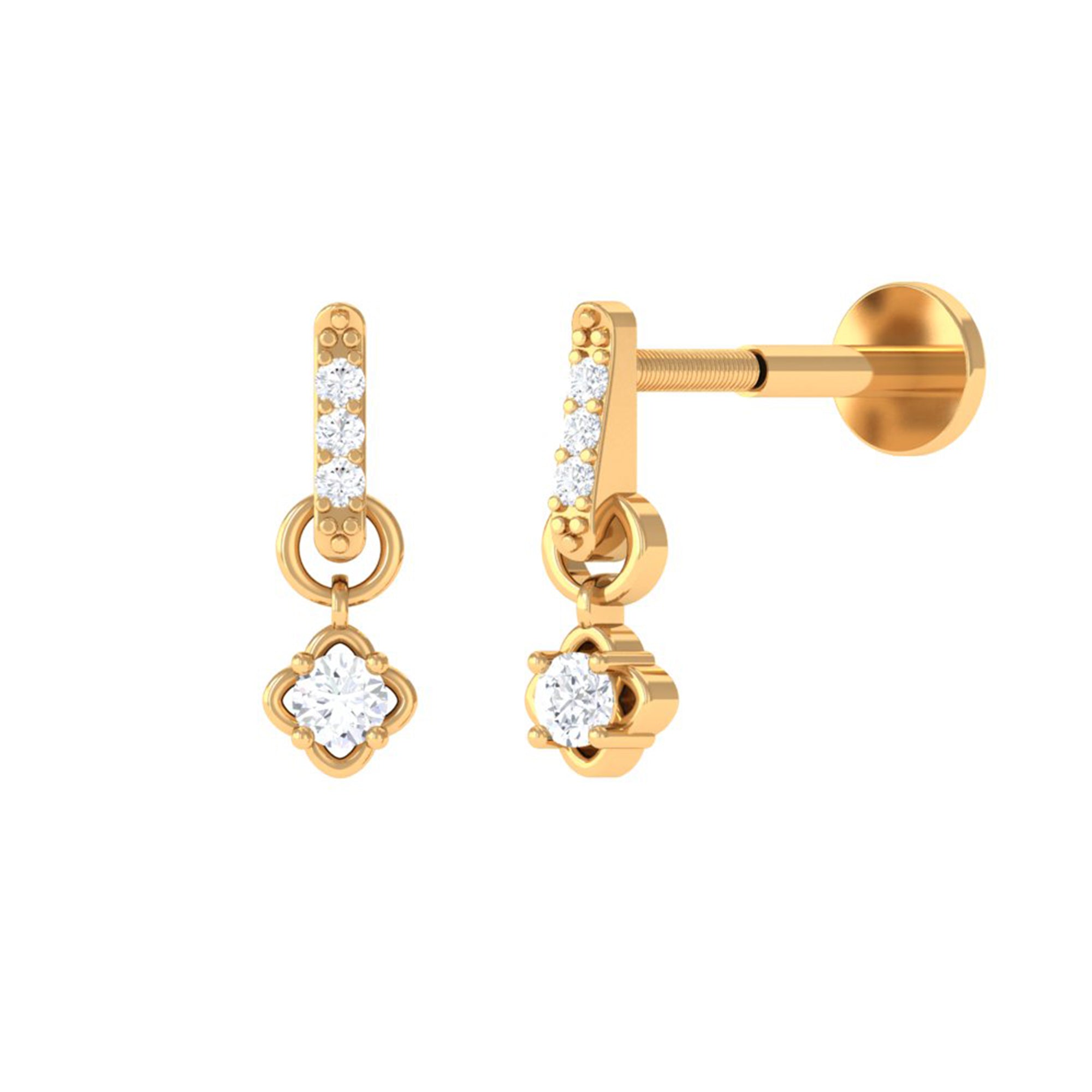Minimalist Diamond Drop Earring for Cartilage Piercing