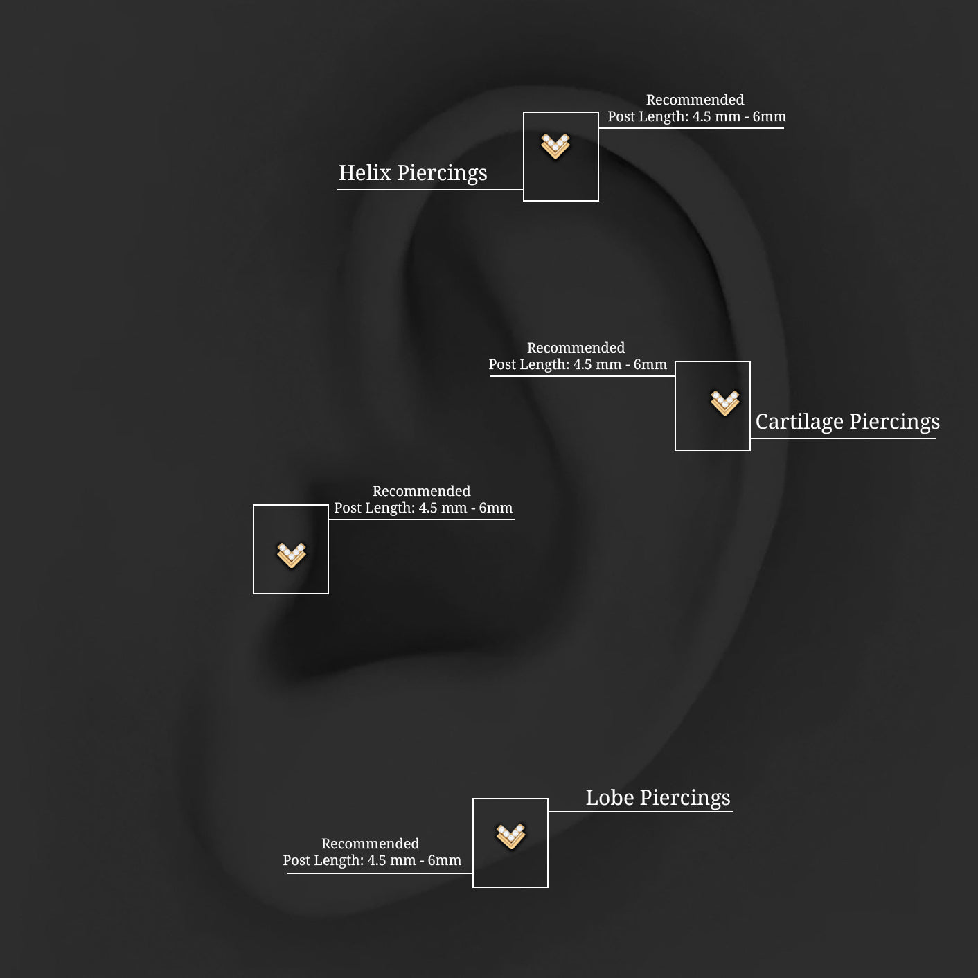 Diamond Arrow Earring for Conch Piercing