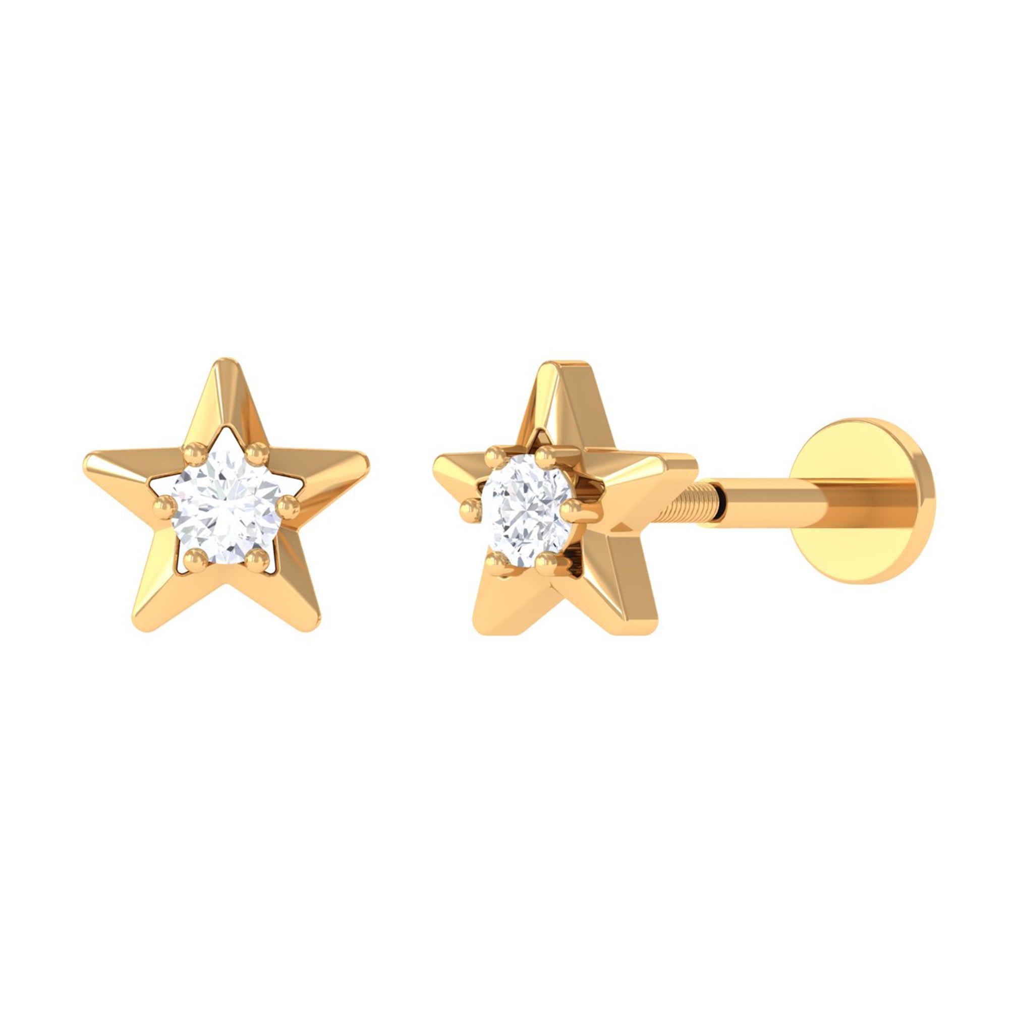 Diamond Celestial Star Earring for Conch Piercing