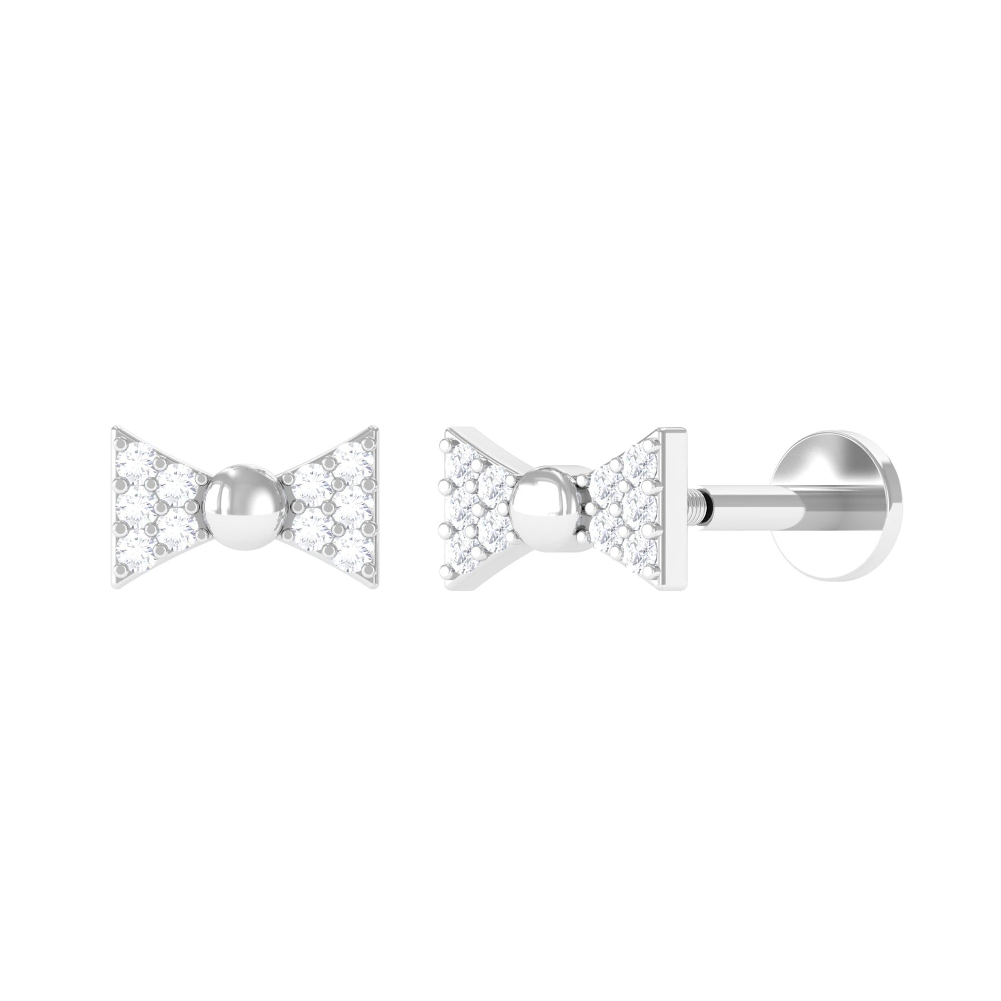 Diamond Bow Earring for Helix Piercing