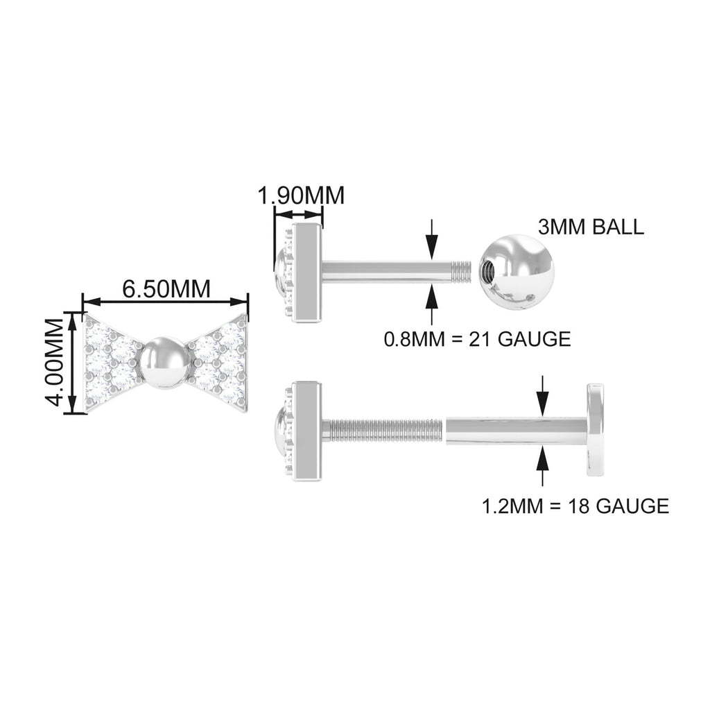 Diamond Bow Earring for Helix Piercing