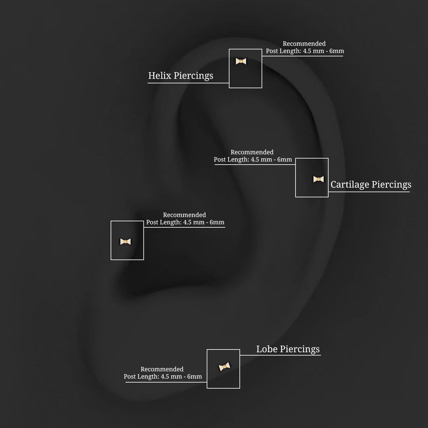 Diamond Bow Earring for Helix Piercing