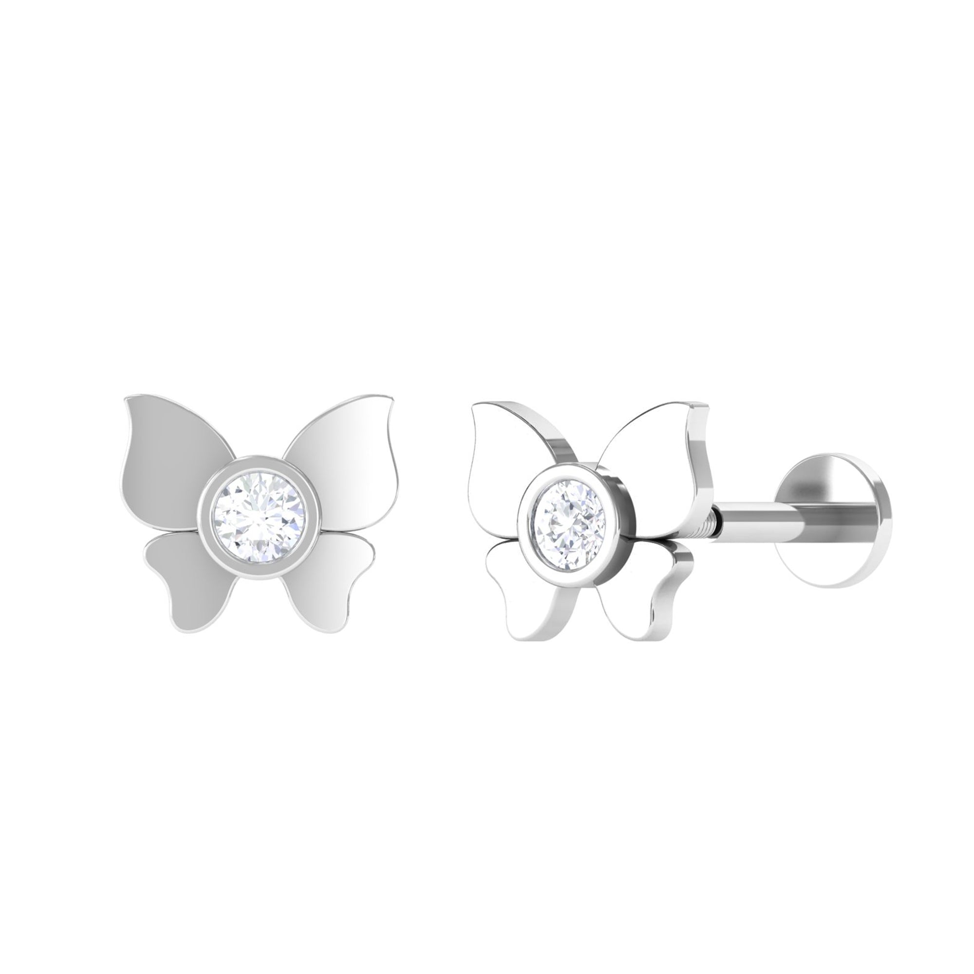 Diamond Butterfly Earring for Helix Piercing