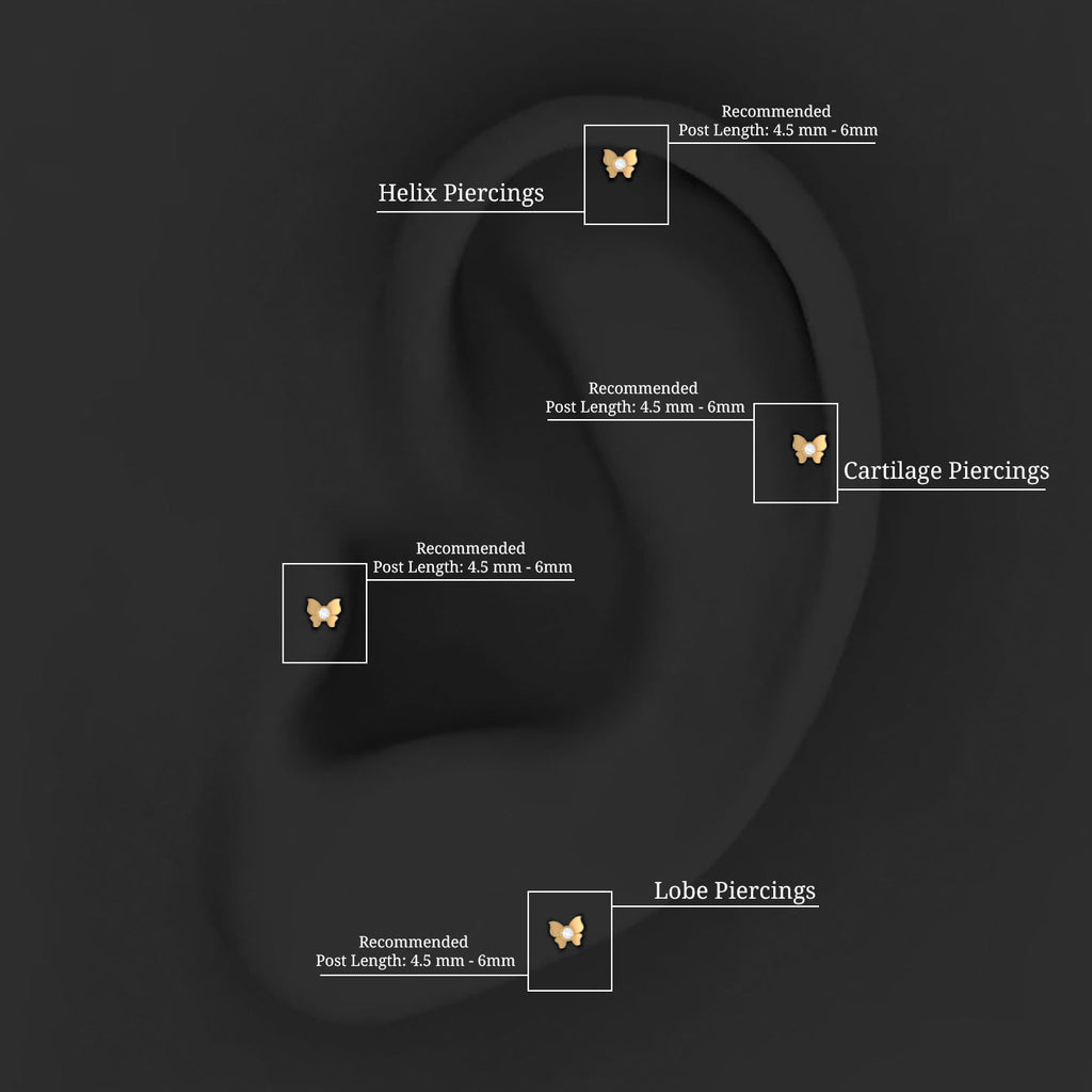 Diamond Butterfly Earring for Helix Piercing