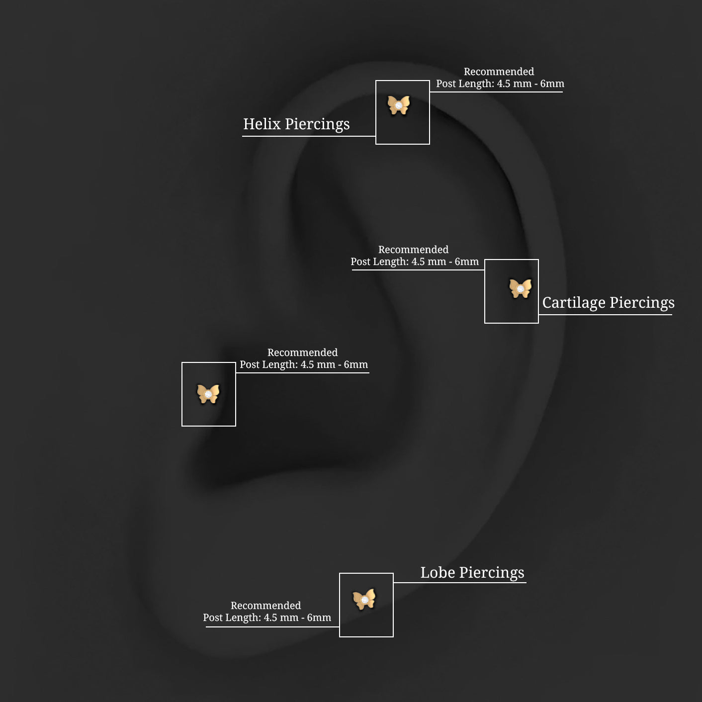 Diamond Butterfly Earring for Helix Piercing