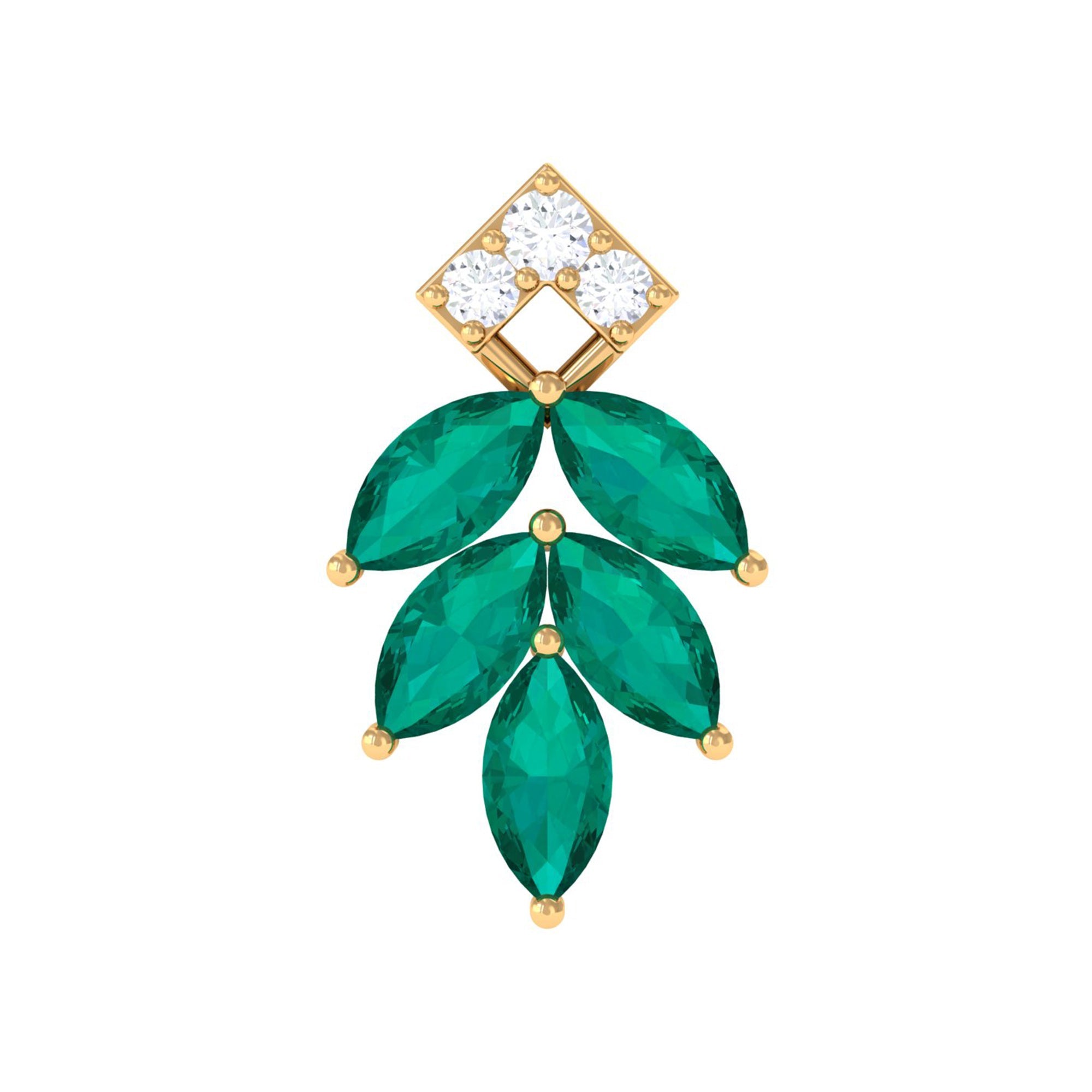 Emerald and Diamond Leaf Cartilage Earring