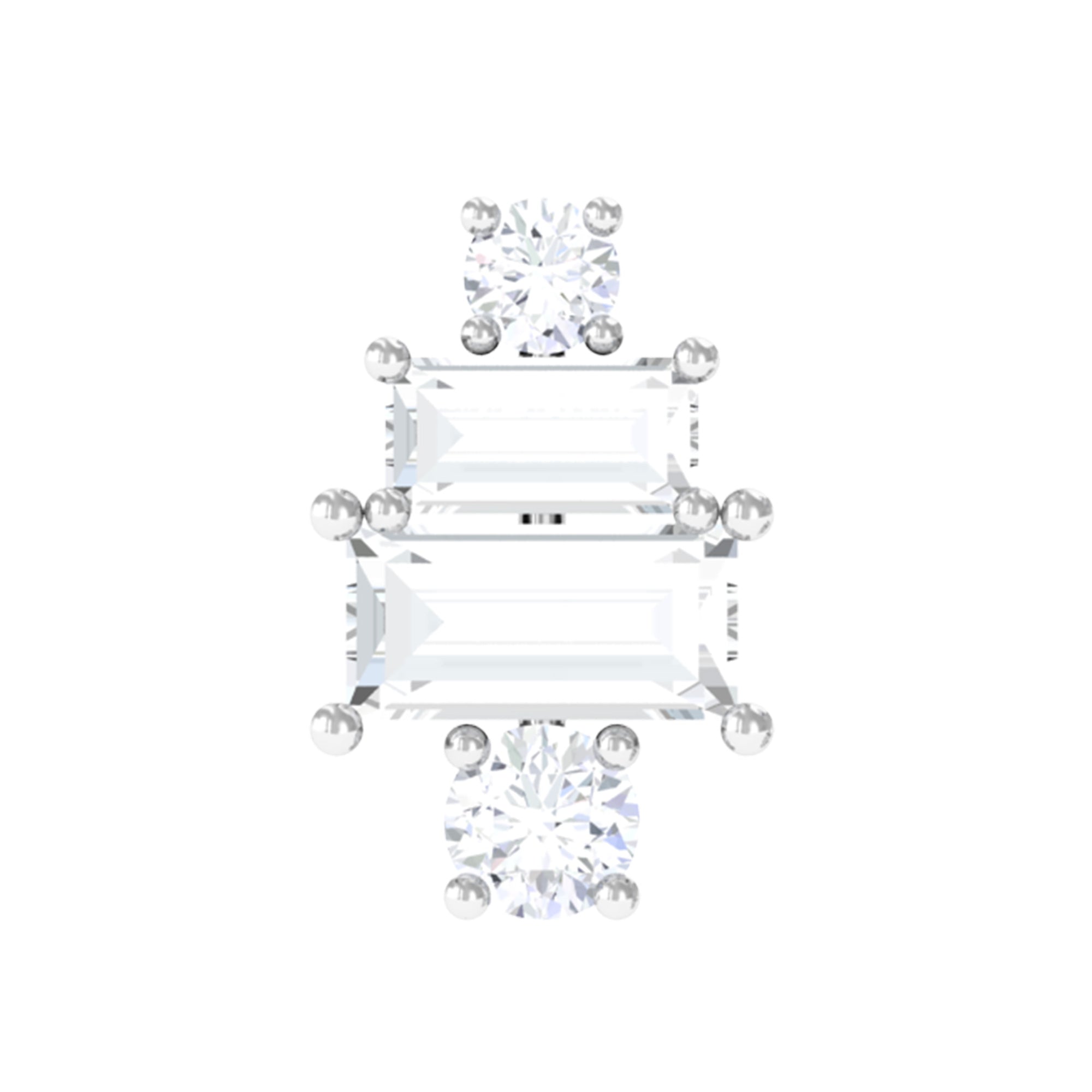 Baguette Moissanite Designer Earring for Helix Piercing