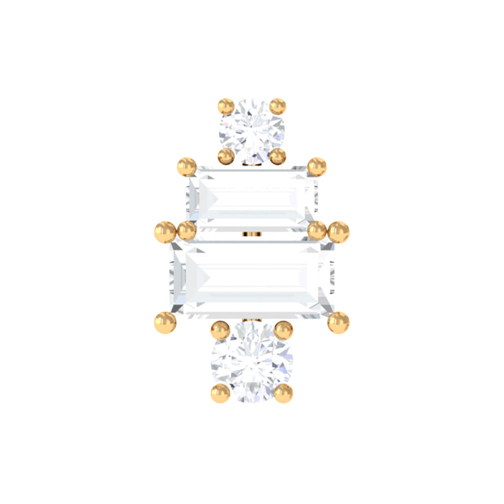 Baguette Moissanite Designer Earring for Helix Piercing