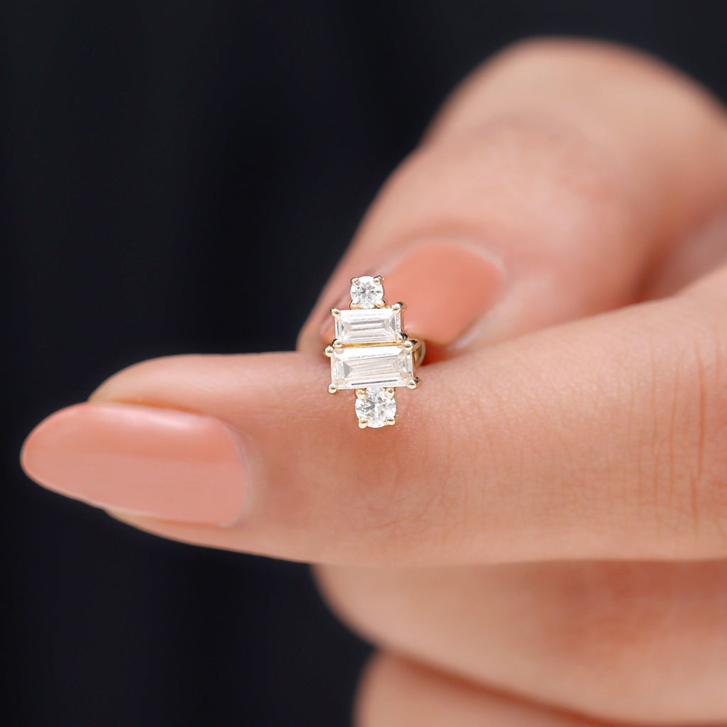 Baguette Moissanite Designer Earring for Helix Piercing