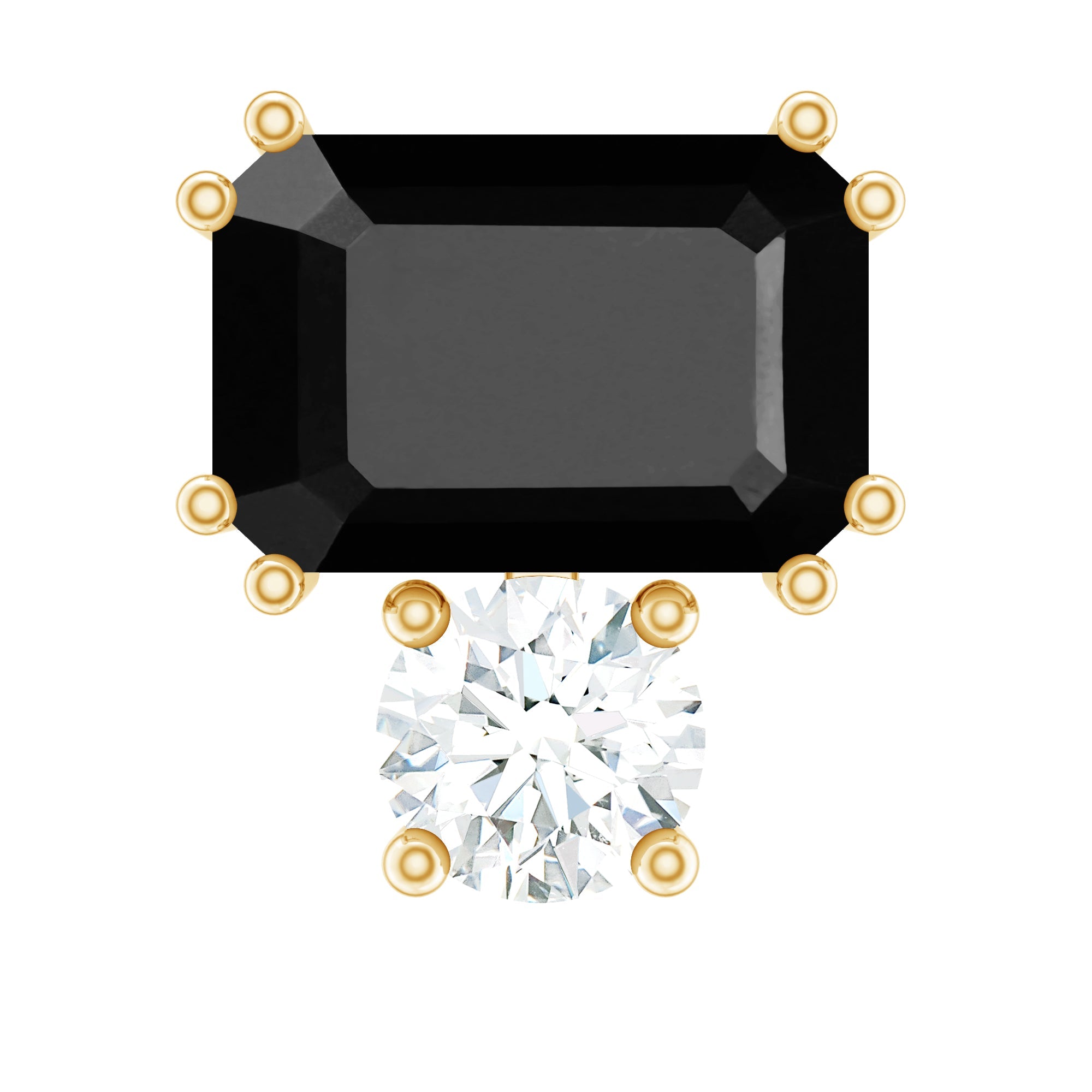 Created Black Diamond and Moissanite Two Stone Helix Earring