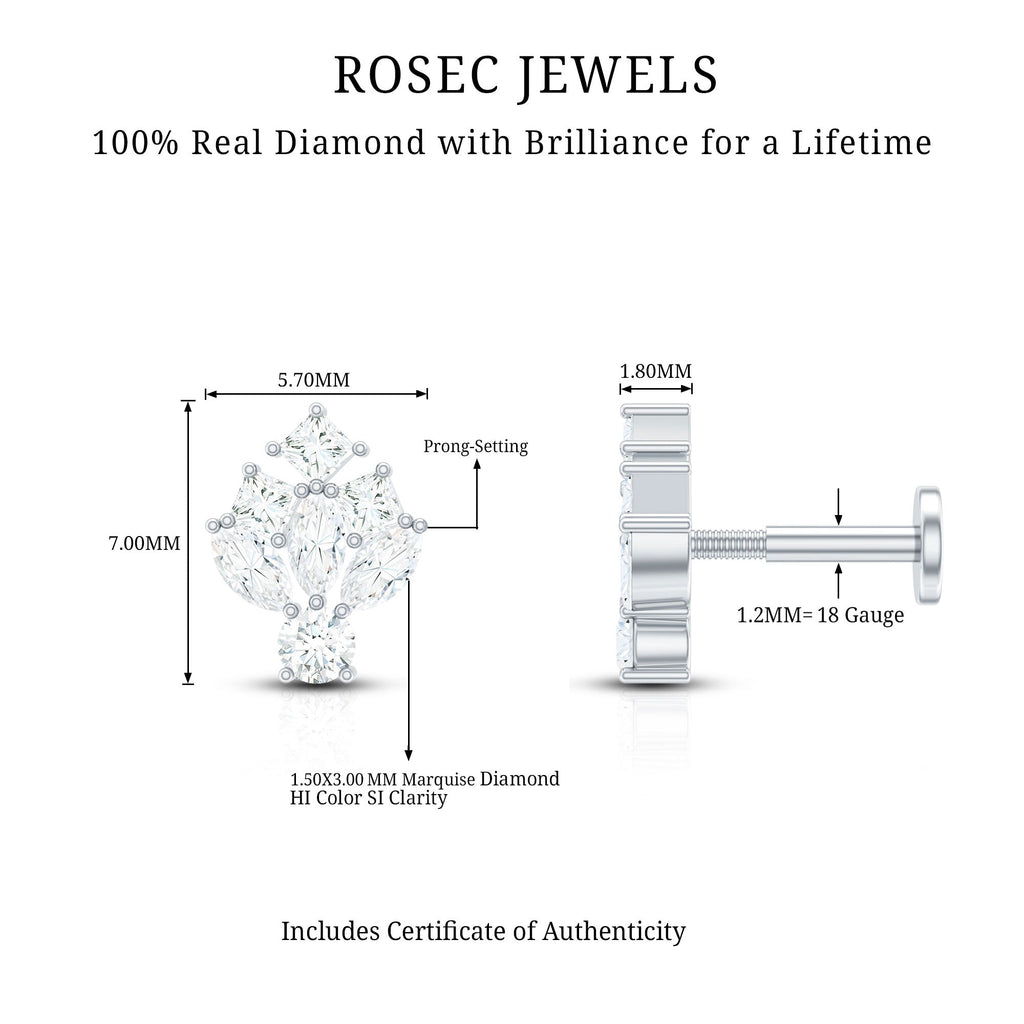 Real Diamond Designer Earring for Cartilage Piercing