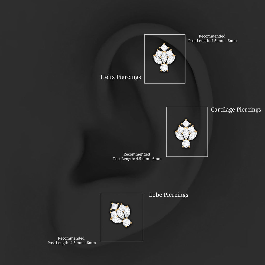 Real Diamond Designer Earring for Cartilage Piercing