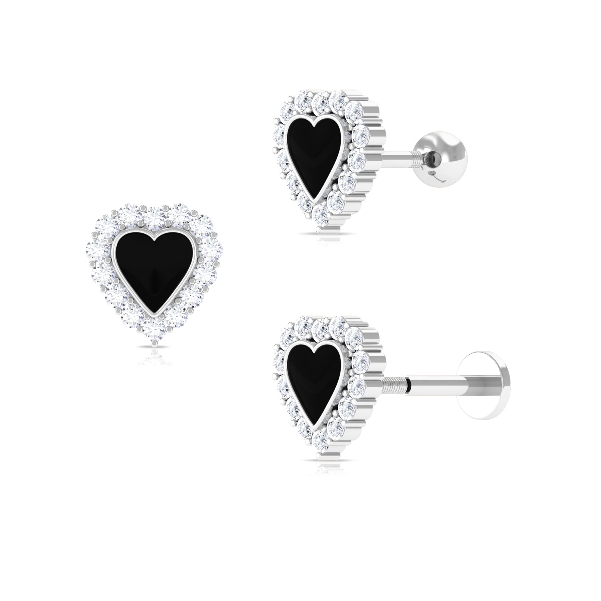 Moissanite Heart Shape Earring with Moissanite Halo