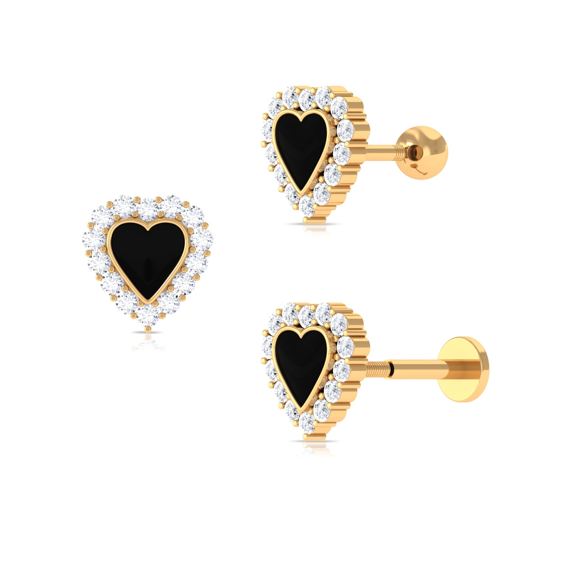 Moissanite Heart Shape Earring with Moissanite Halo