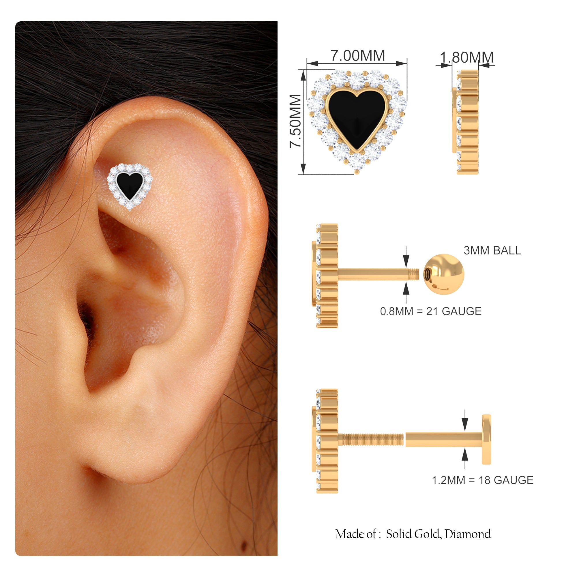 Moissanite Heart Shape Earring with Moissanite Halo