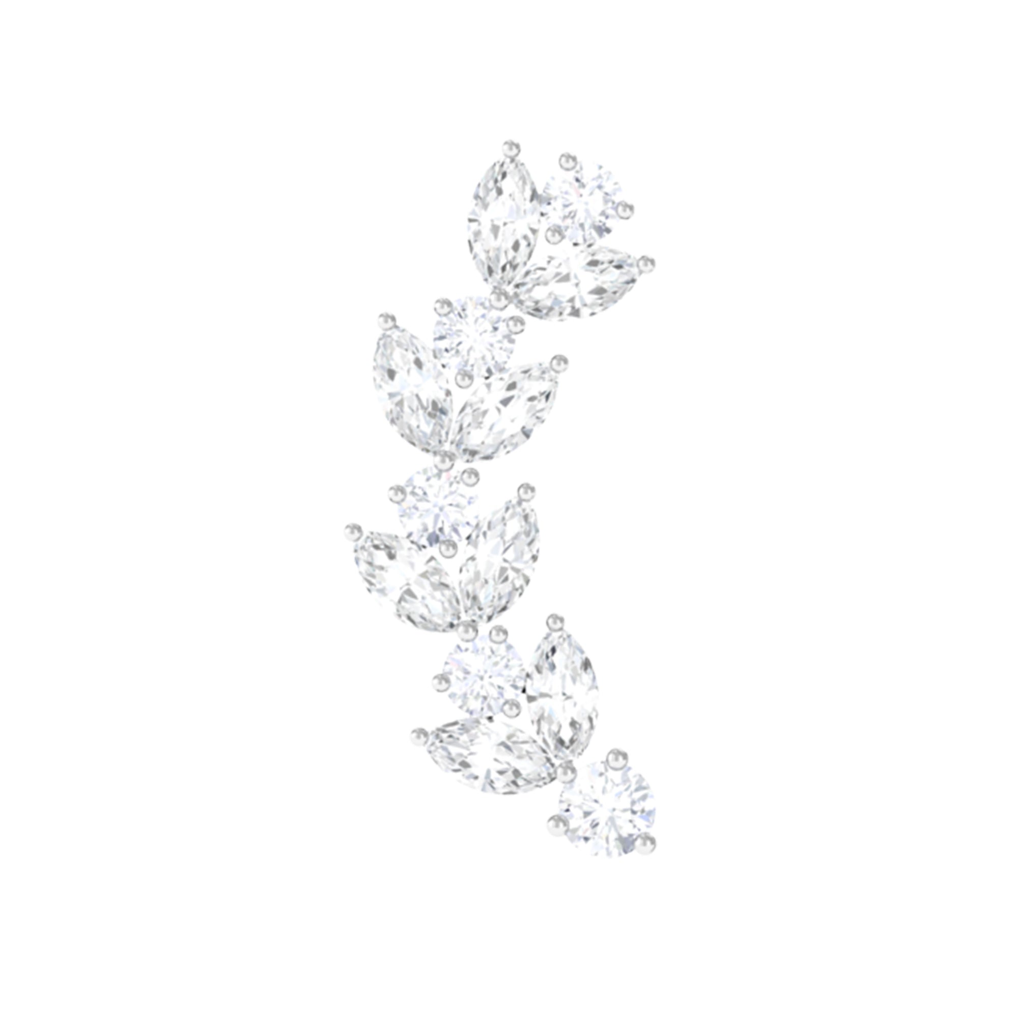 Marquise and Round Moissanite Leaf Branch Helix Earring