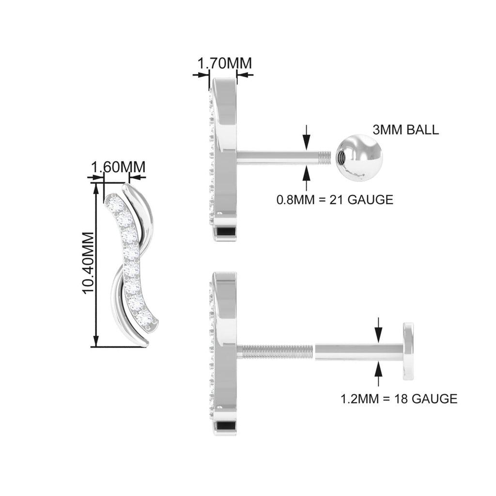 Diamond Wave Helix Piercing Earring