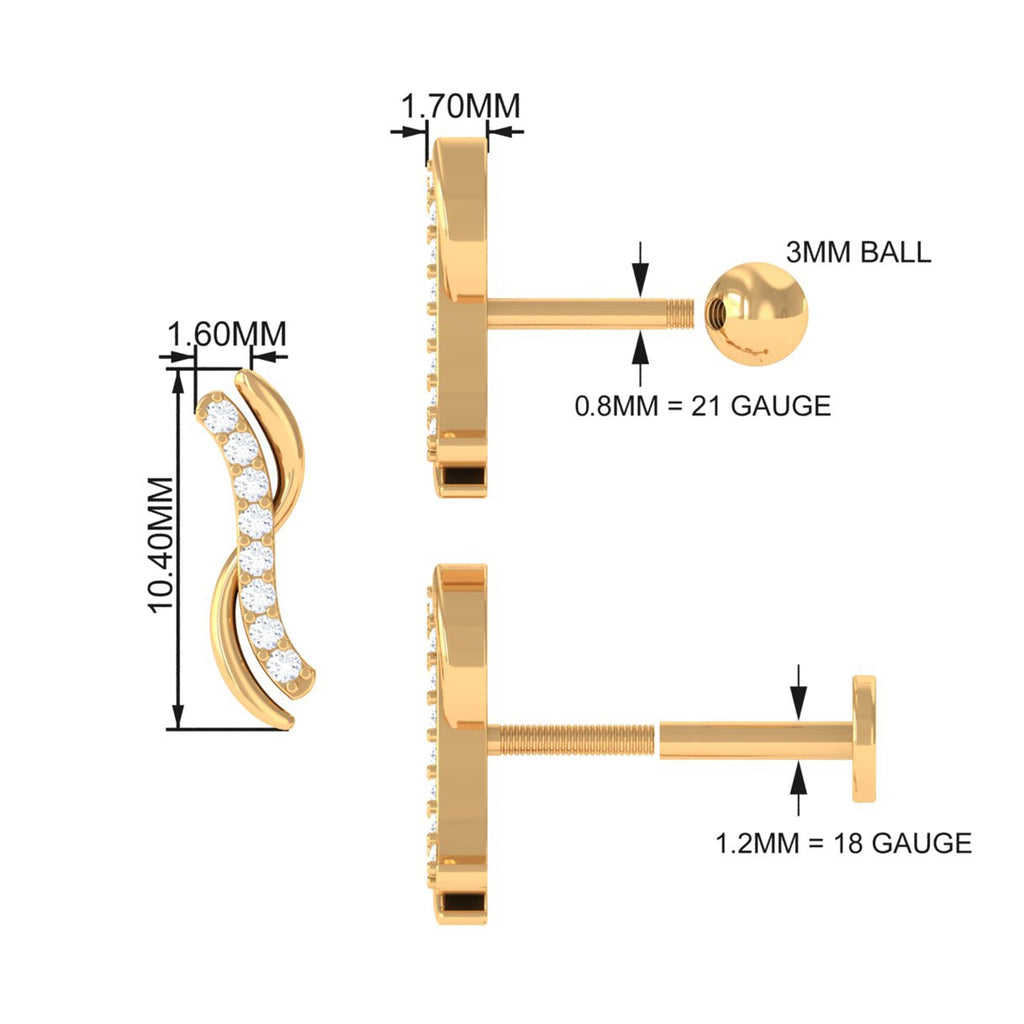 Diamond Wave Helix Piercing Earring