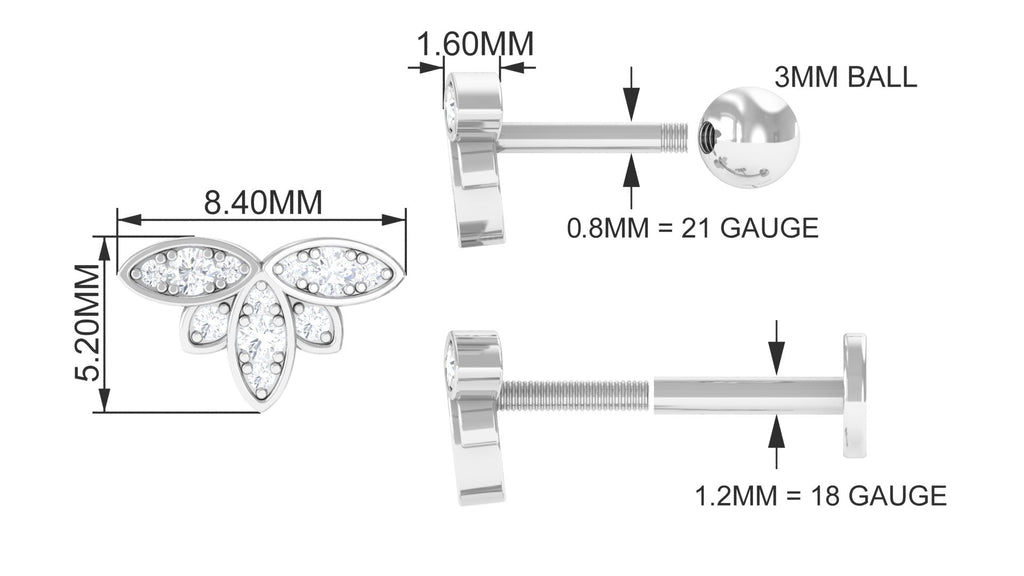 Diamond Flower Earring for Second Lobe Piercing