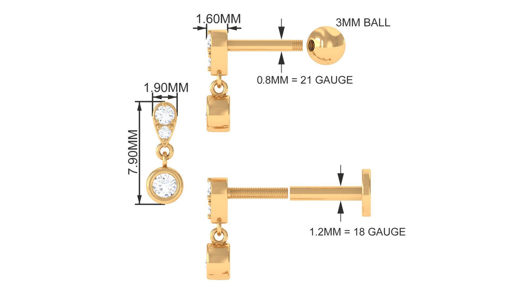 Diamond Cartilage Drop Earring