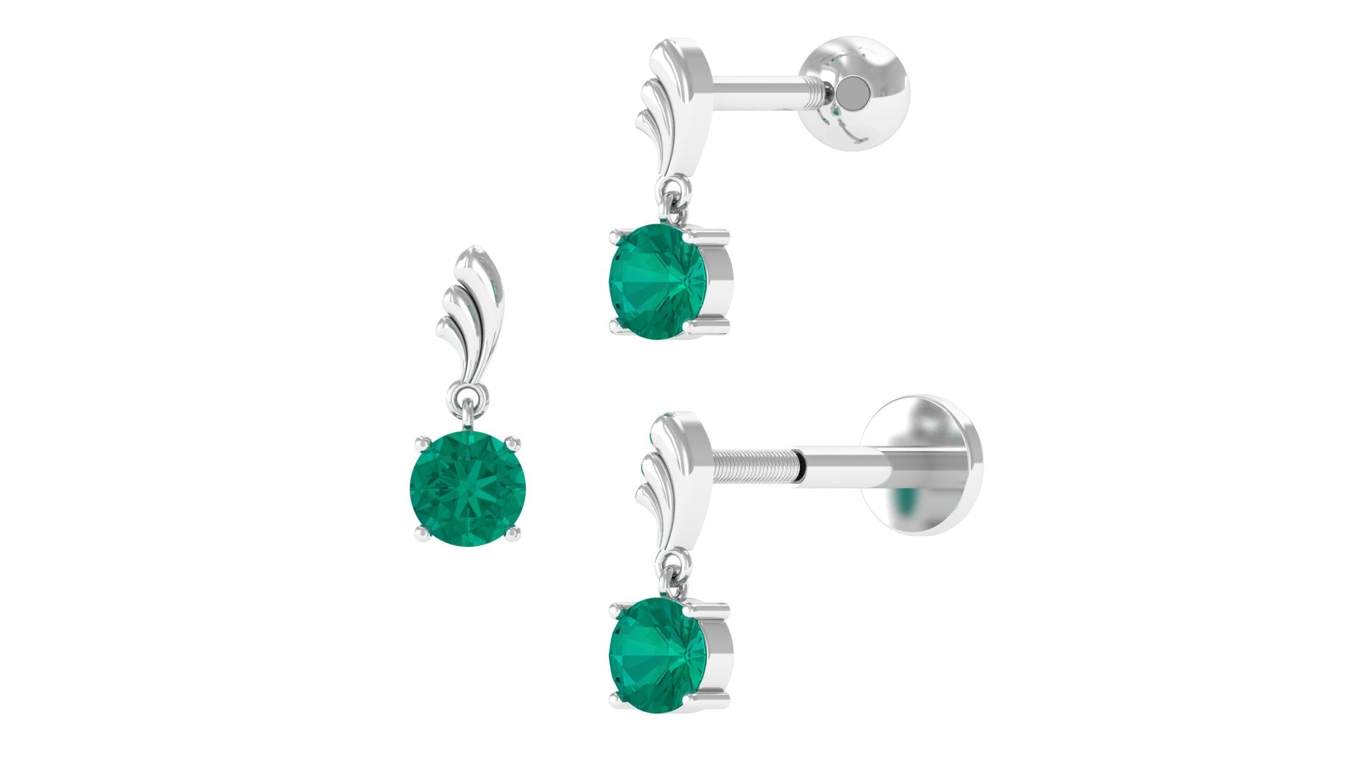 Minimal Emerald Drop Earring for Tragus Piercing