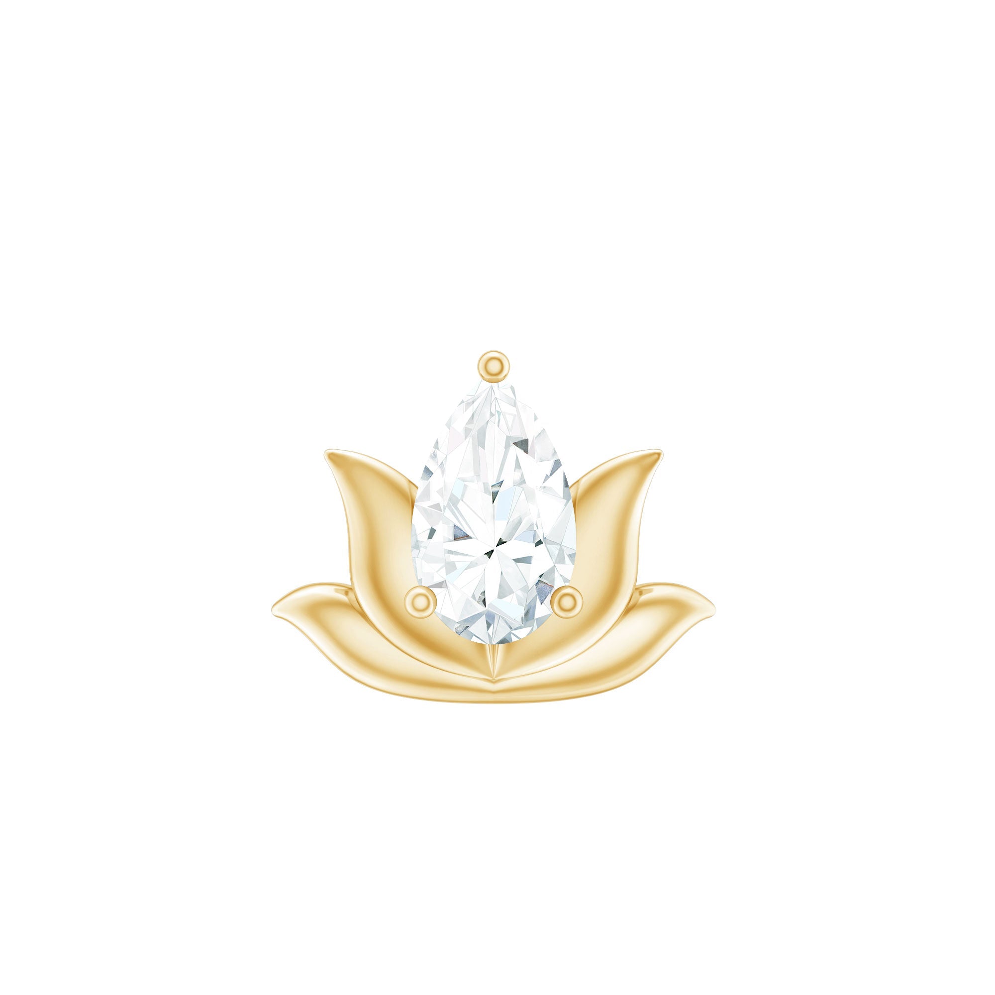 Pear Shape Diamond Lotus Cartilage Earring