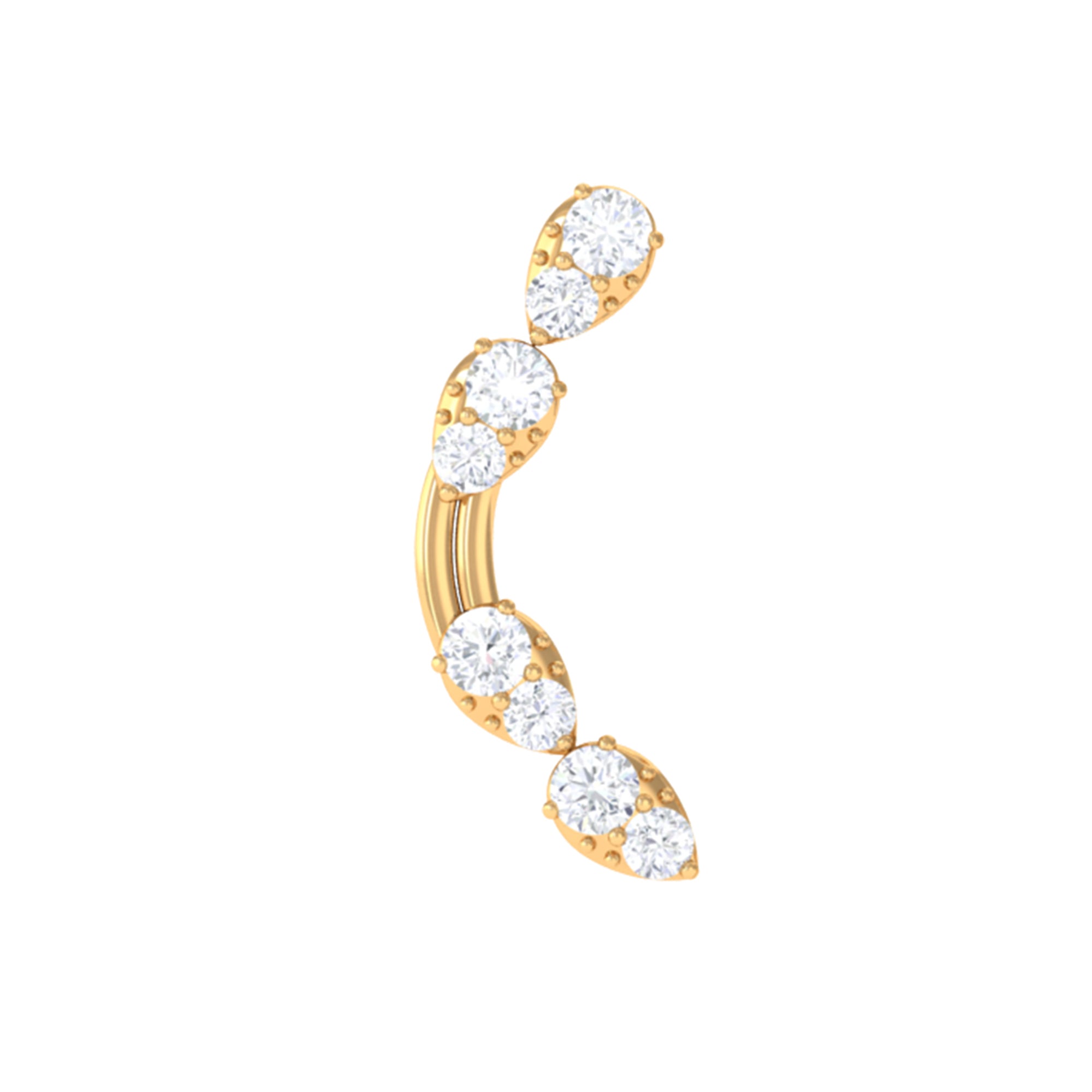Certified Moissanite Curved Helix Earring in Gold